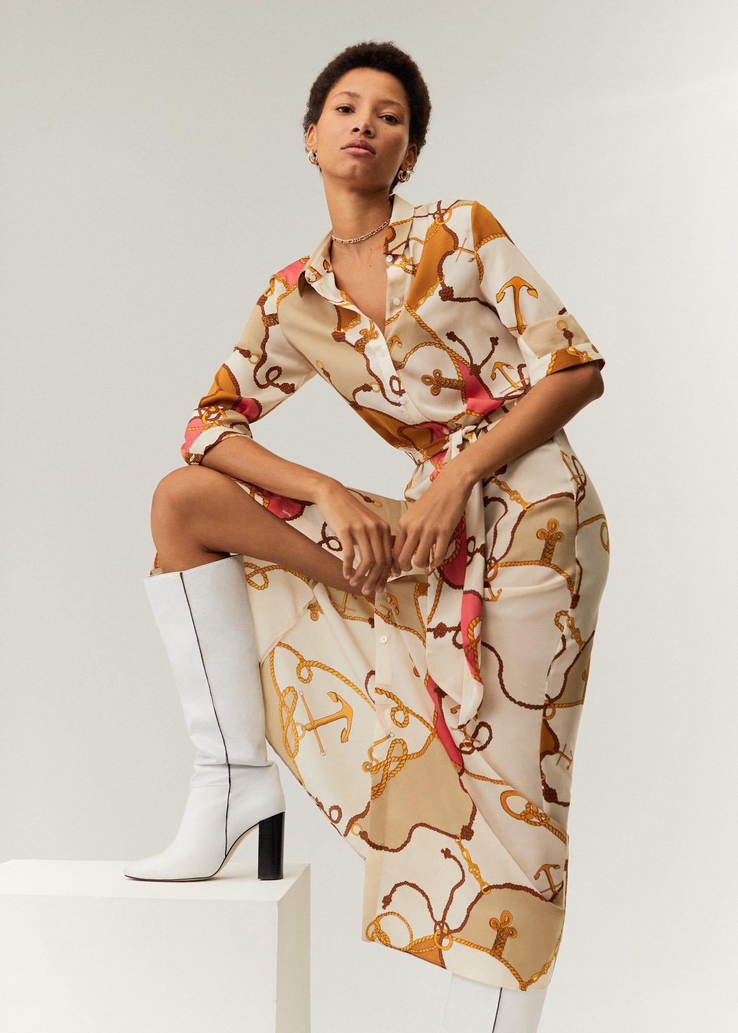 chain print dress mango