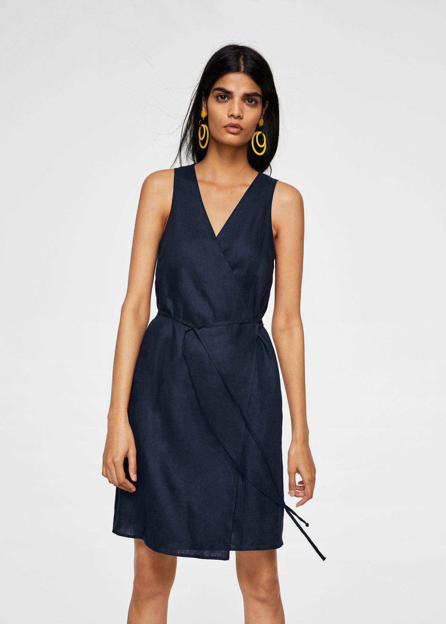 mango blue wrap dress