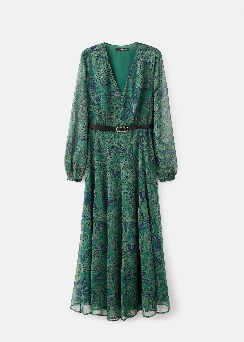Mango Belt Printed Dress in Green | Lyst Mango Belt Printed Dress in Green | Lyst