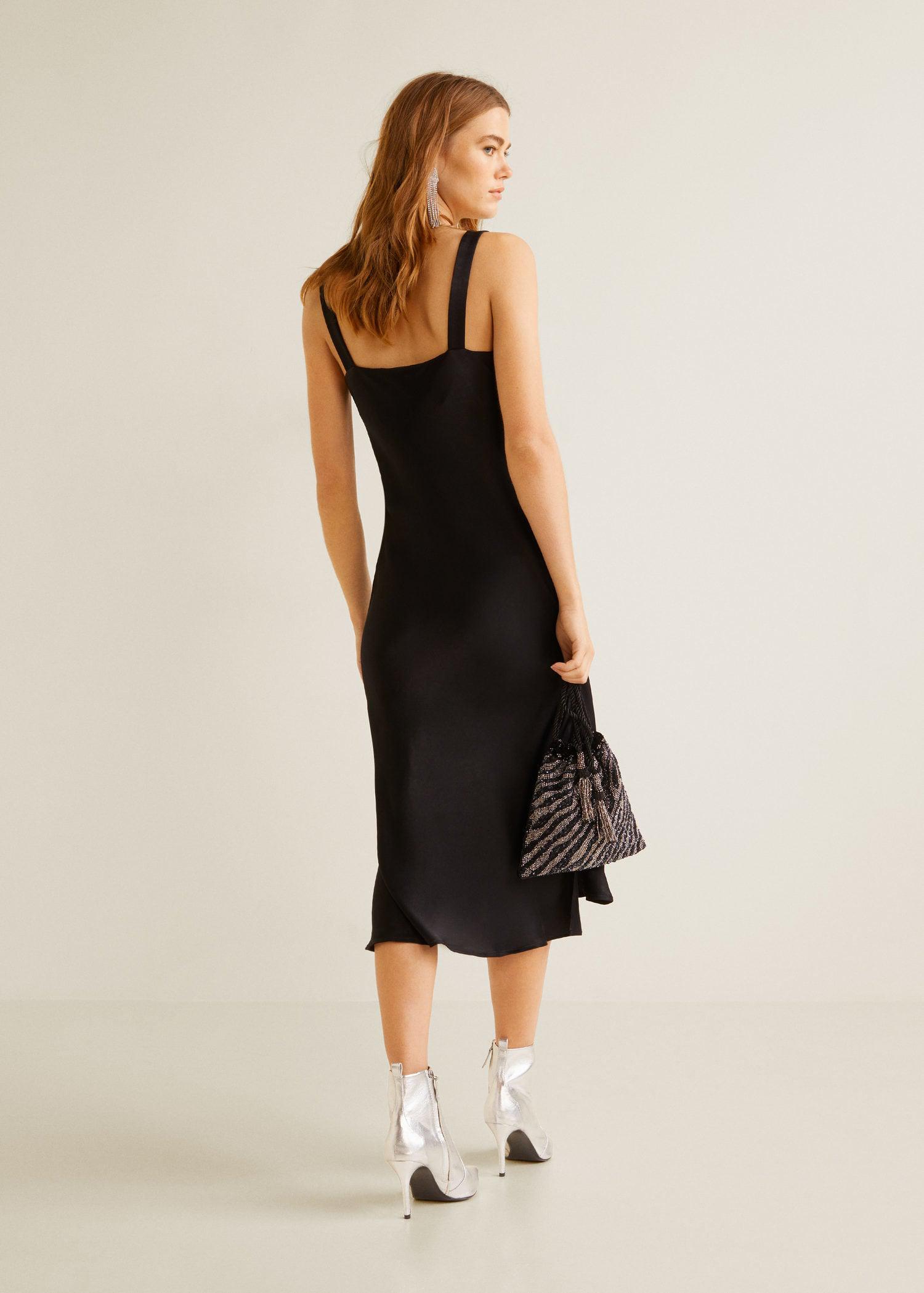 mango black satin dress