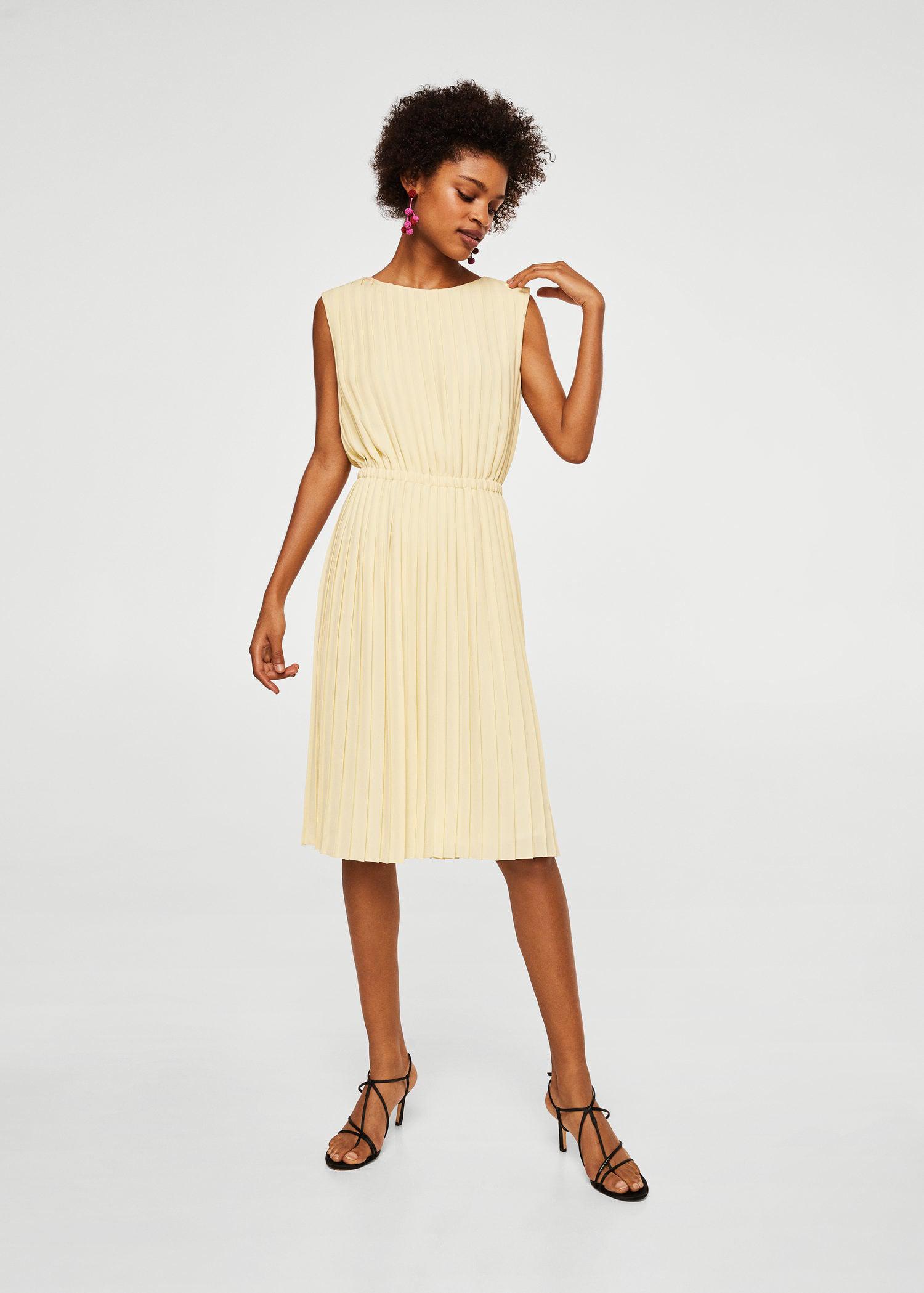 mango green pleated dress