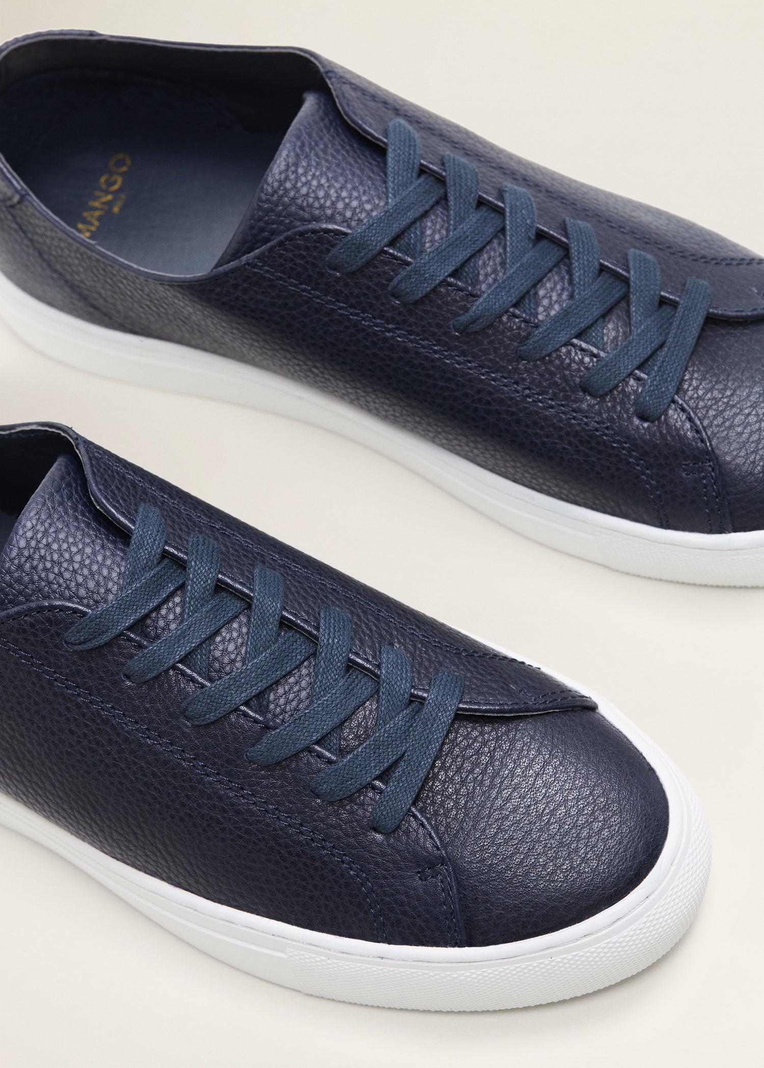 Mango Pebbled Leather Sneakers in Dark Navy (Blue) for Men - Lyst