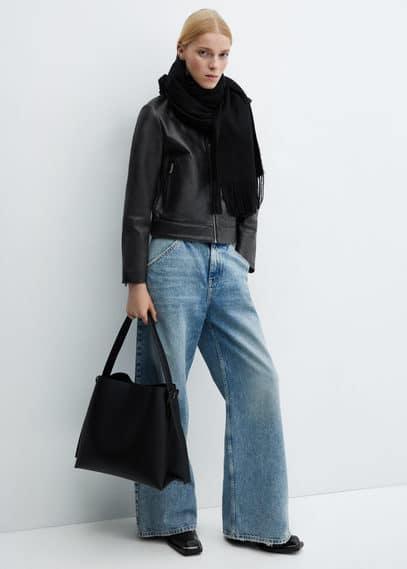 Mango black tote bag sale