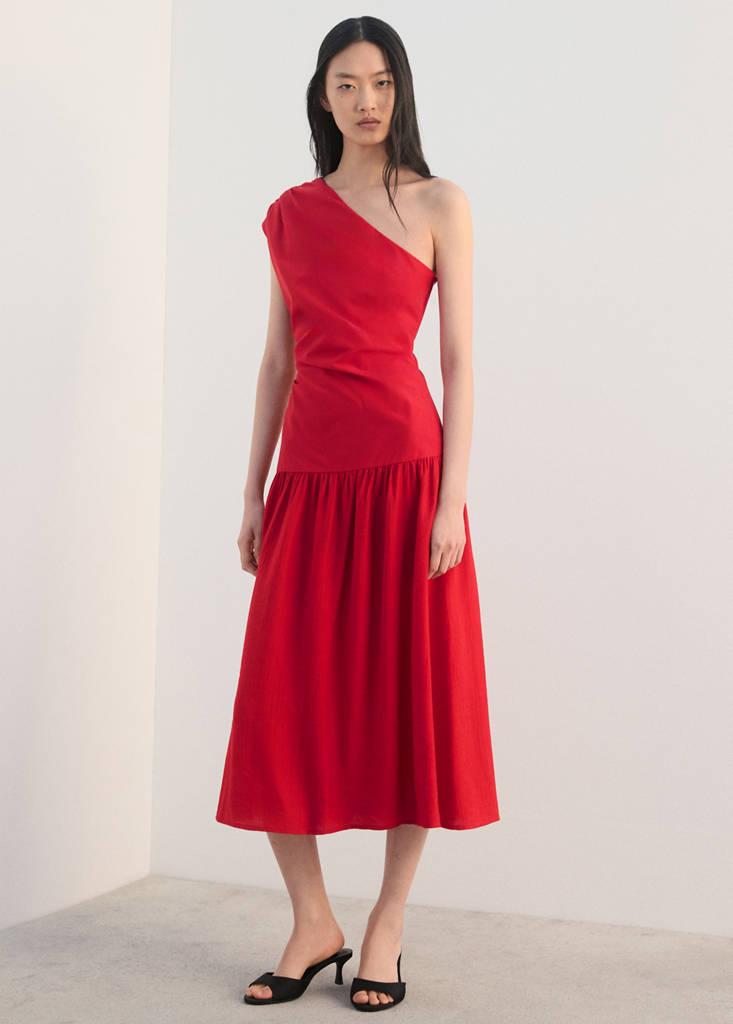 asymmetrical pleated dress mango Asymmetrical pleated dress - Women