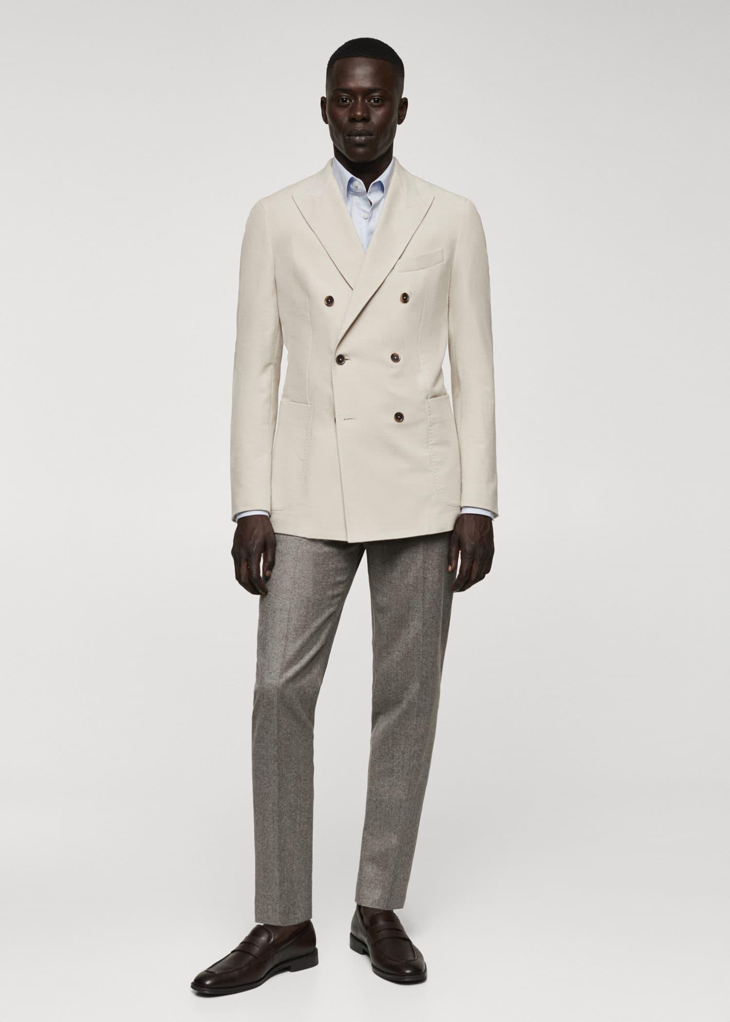 Mango Virgin Wool Double breasted Blazer in Natural for Men Lyst UK