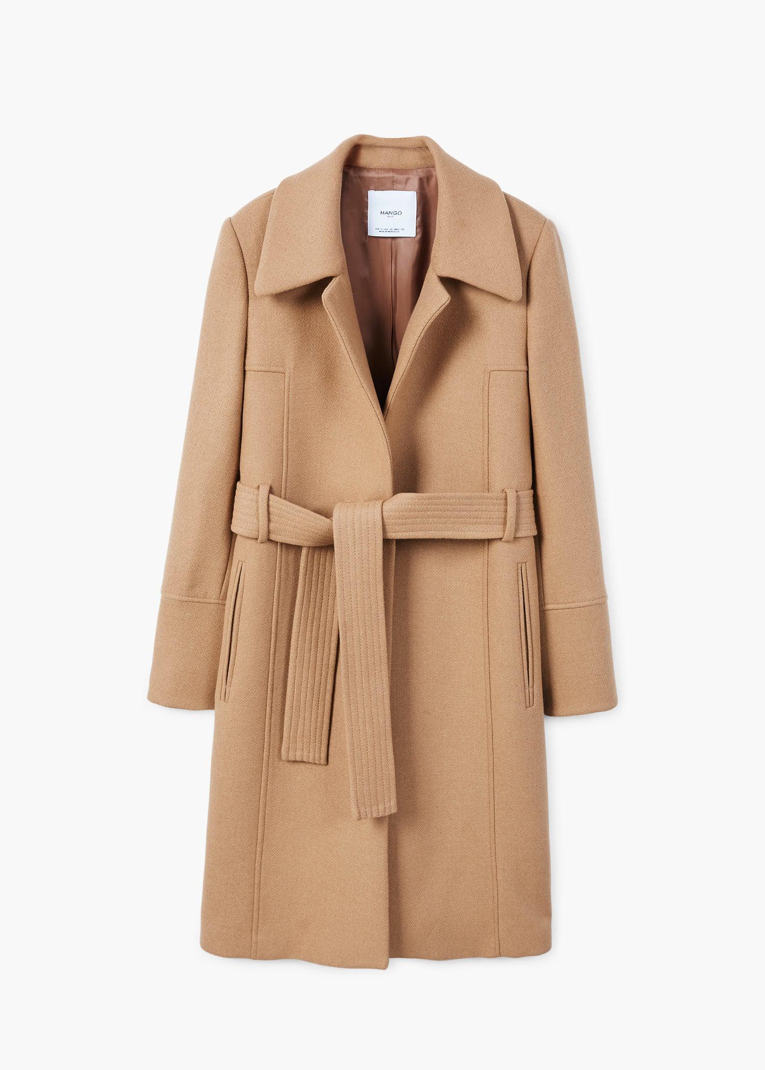 Mango Belted Wool Coat - Lyst