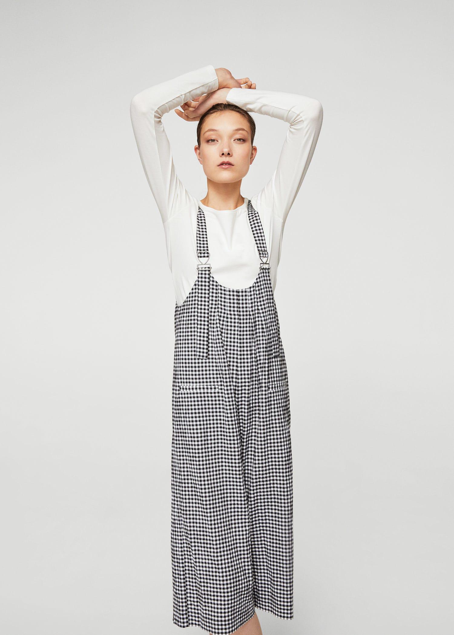mango check jumpsuit
