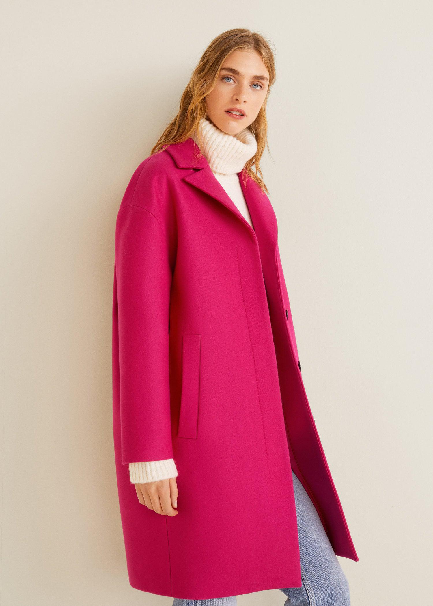 mango pink wool coat