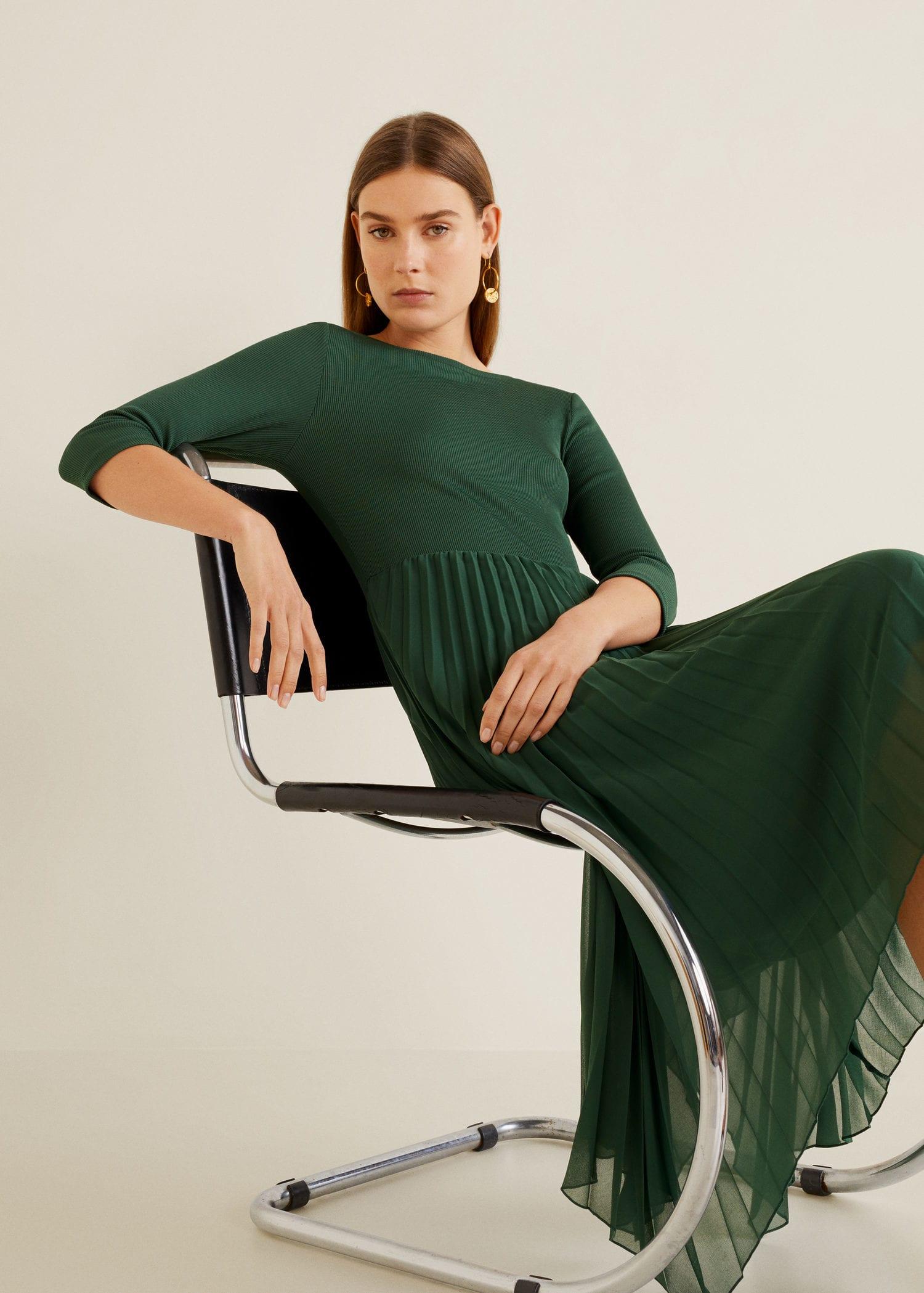 pleated midi dress mango