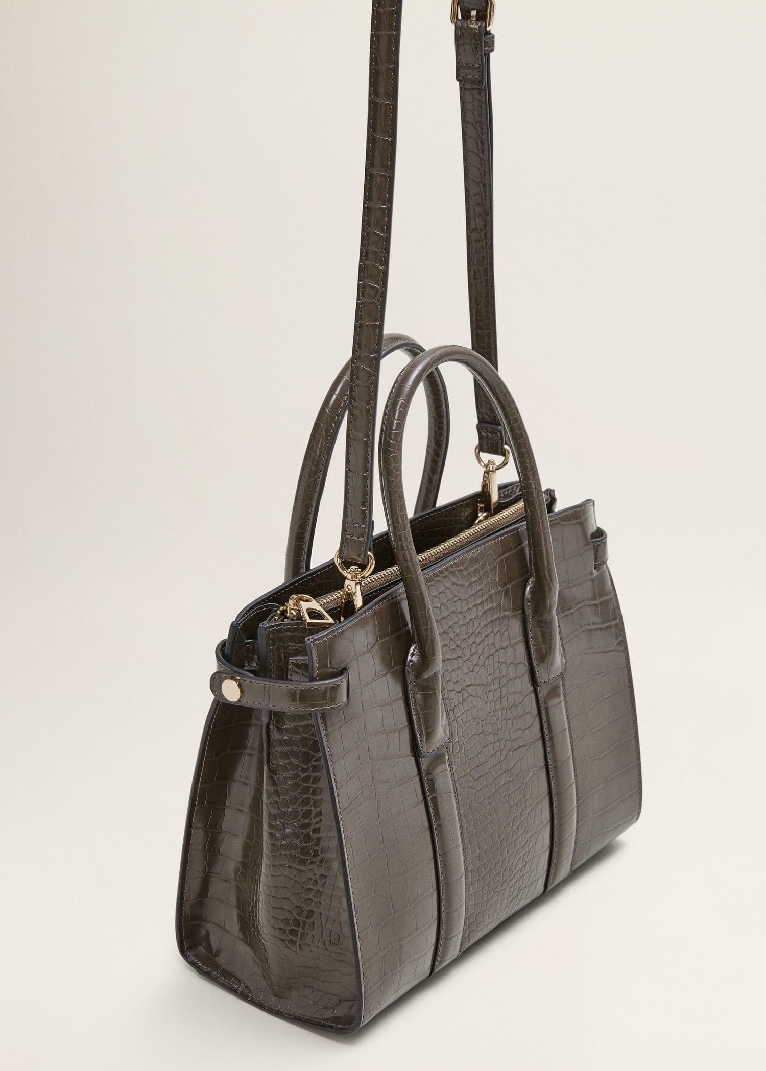 croc effect tote bag mango