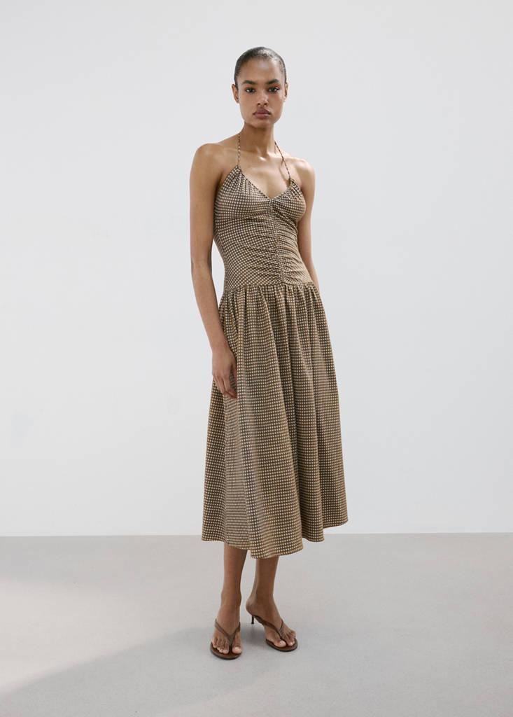 midi tie strap dress Magnolia Tie Strap Floral Midi Dress in Cream/Mauve Small