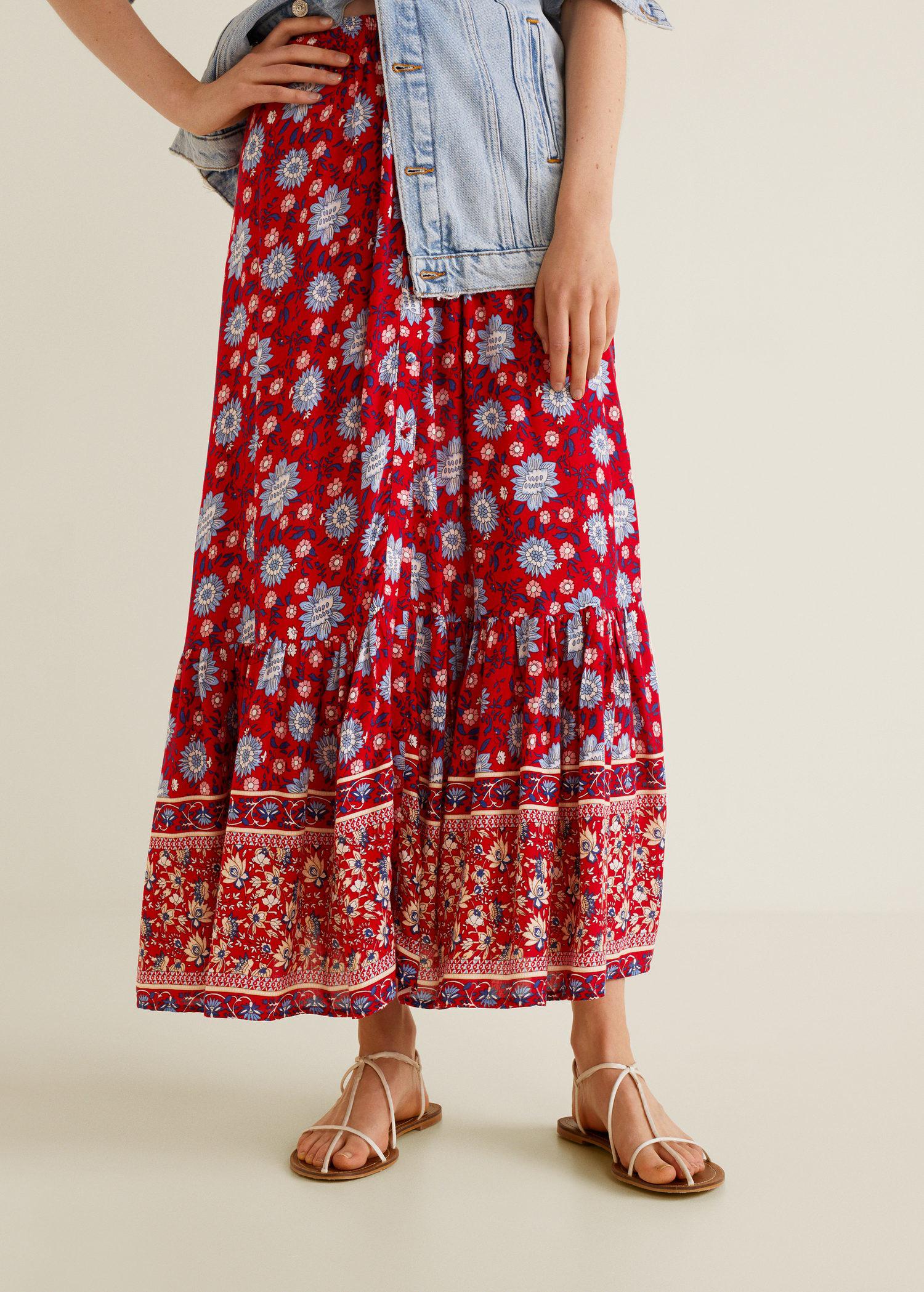 mango red maxi skirt