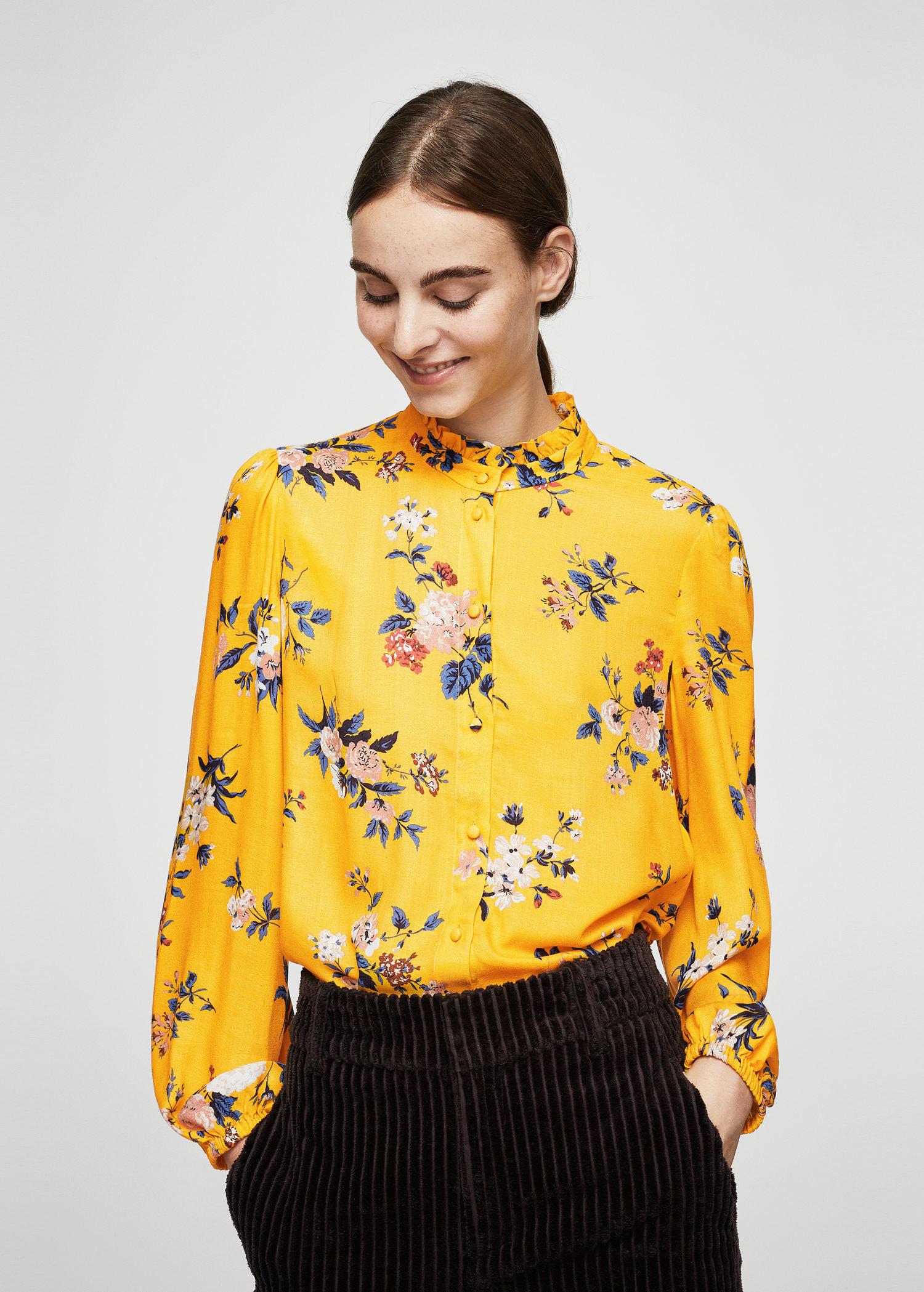 Lyst - Mango Yellow Floral Print 'lazo' High Neck Top in Yellow