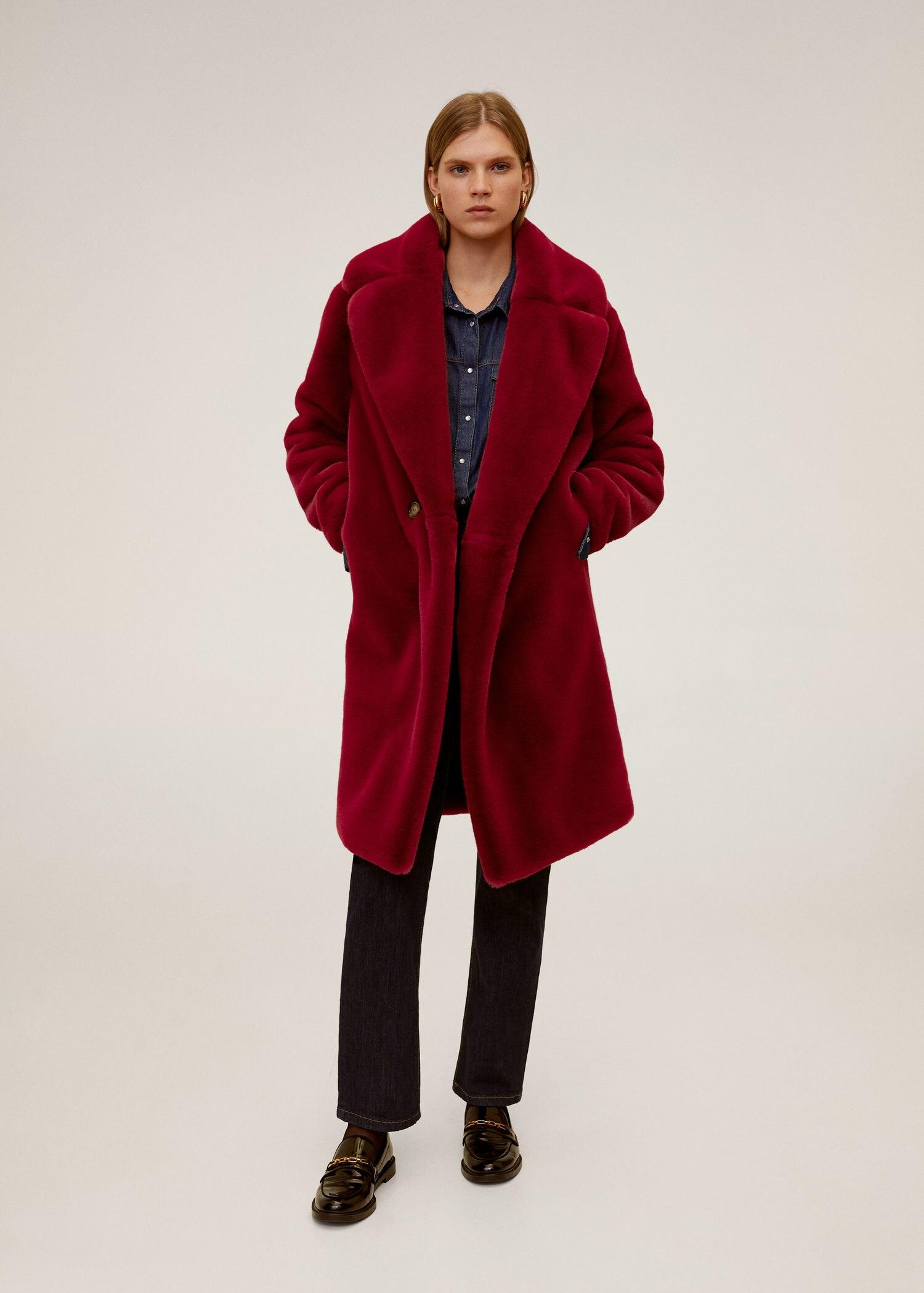 lapel faux shearling coat