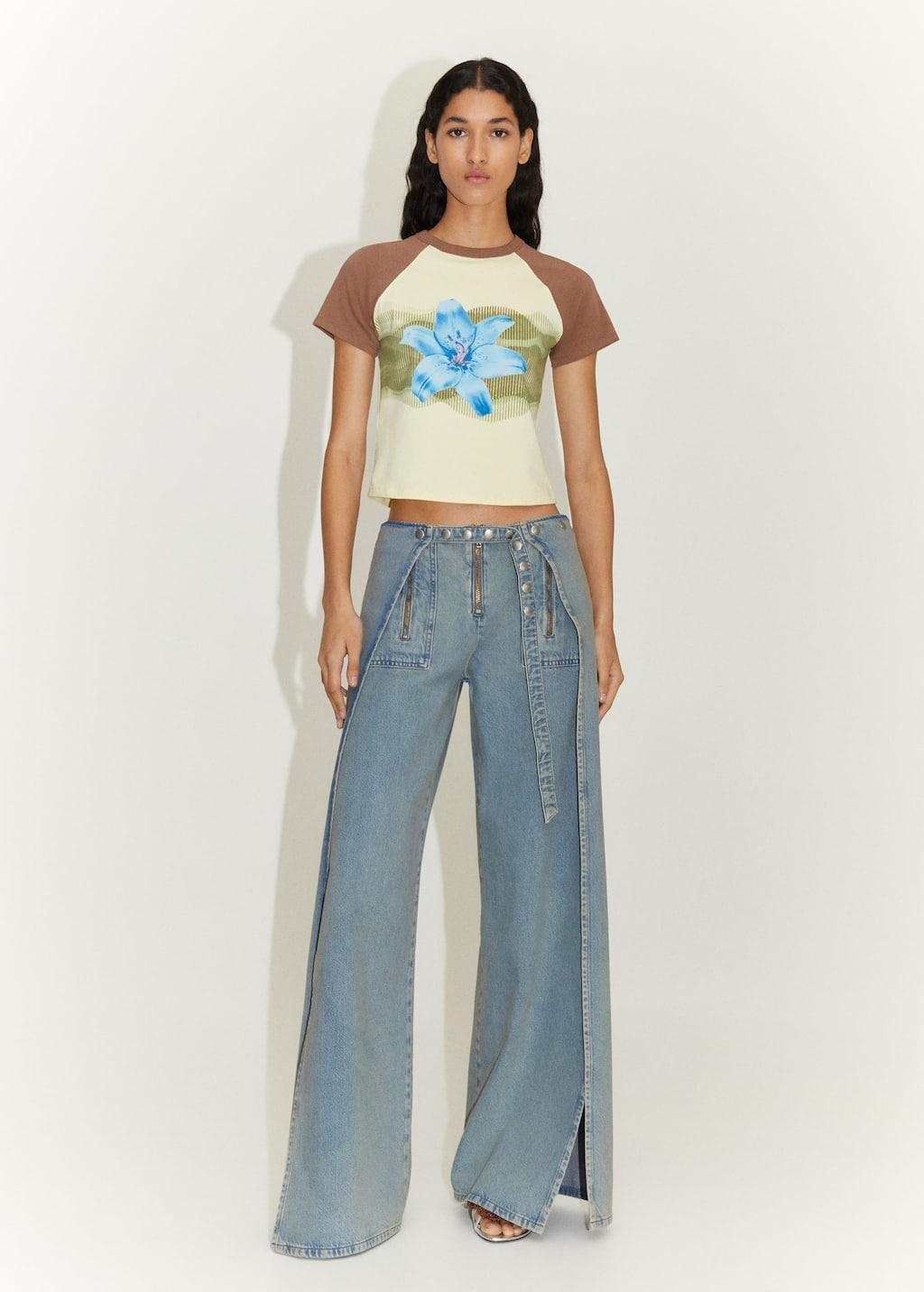 Mango wide leg jeans sale