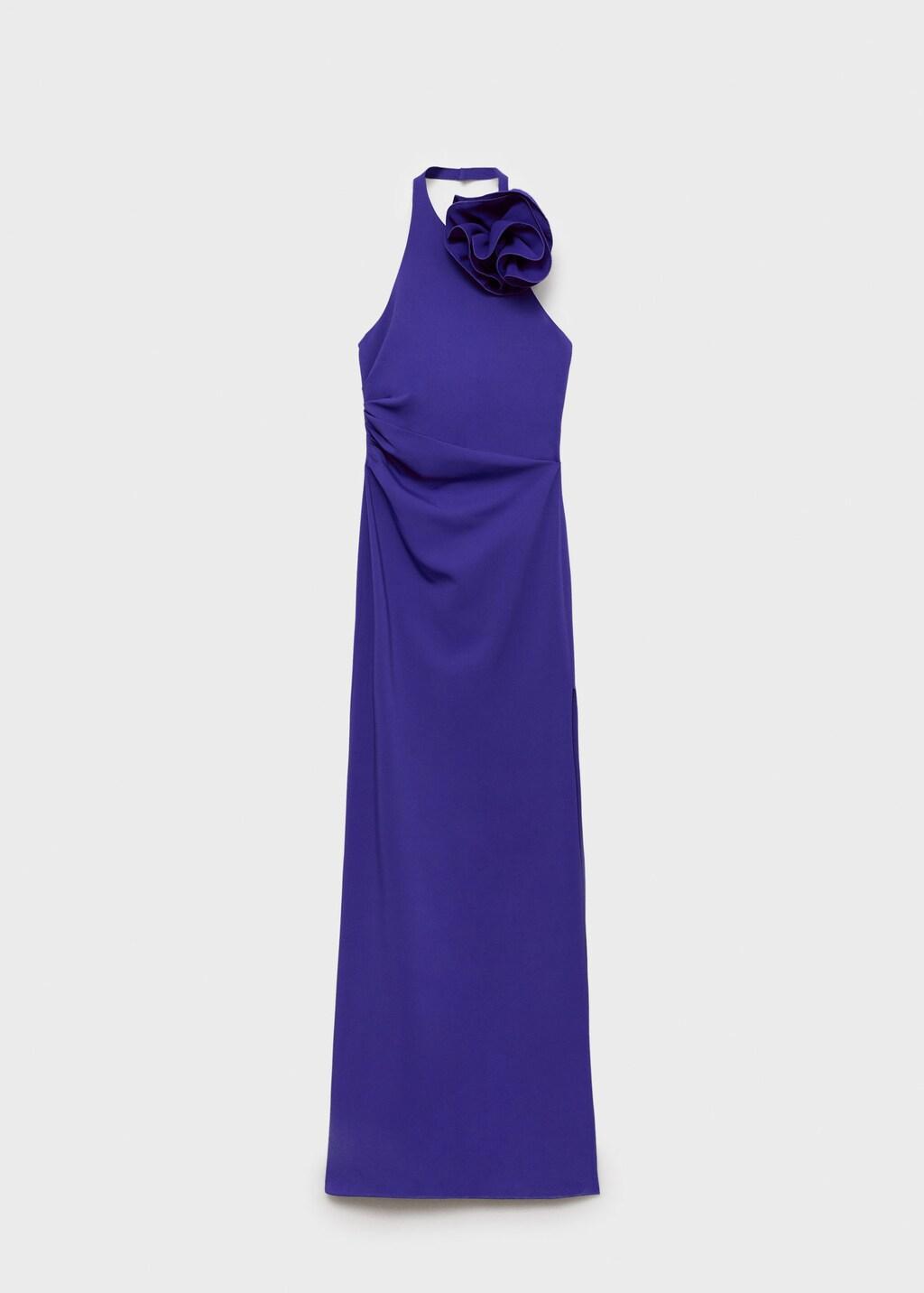 Mango Draped Halter-Neck Dress With Flower Motif in Black | Lyst