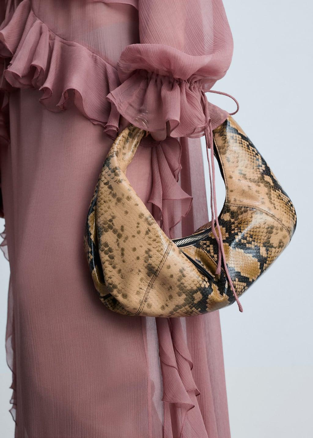Mango Snake effect Leather Bag in Purple Lyst UK