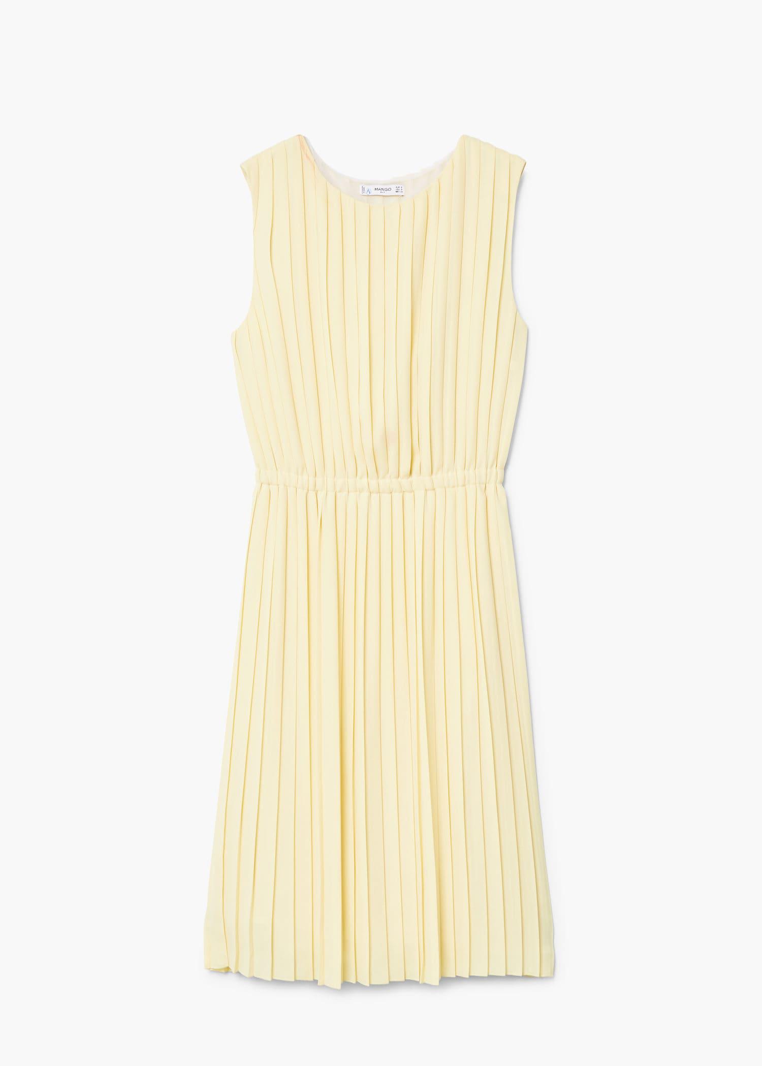 mango yellow pleated dress