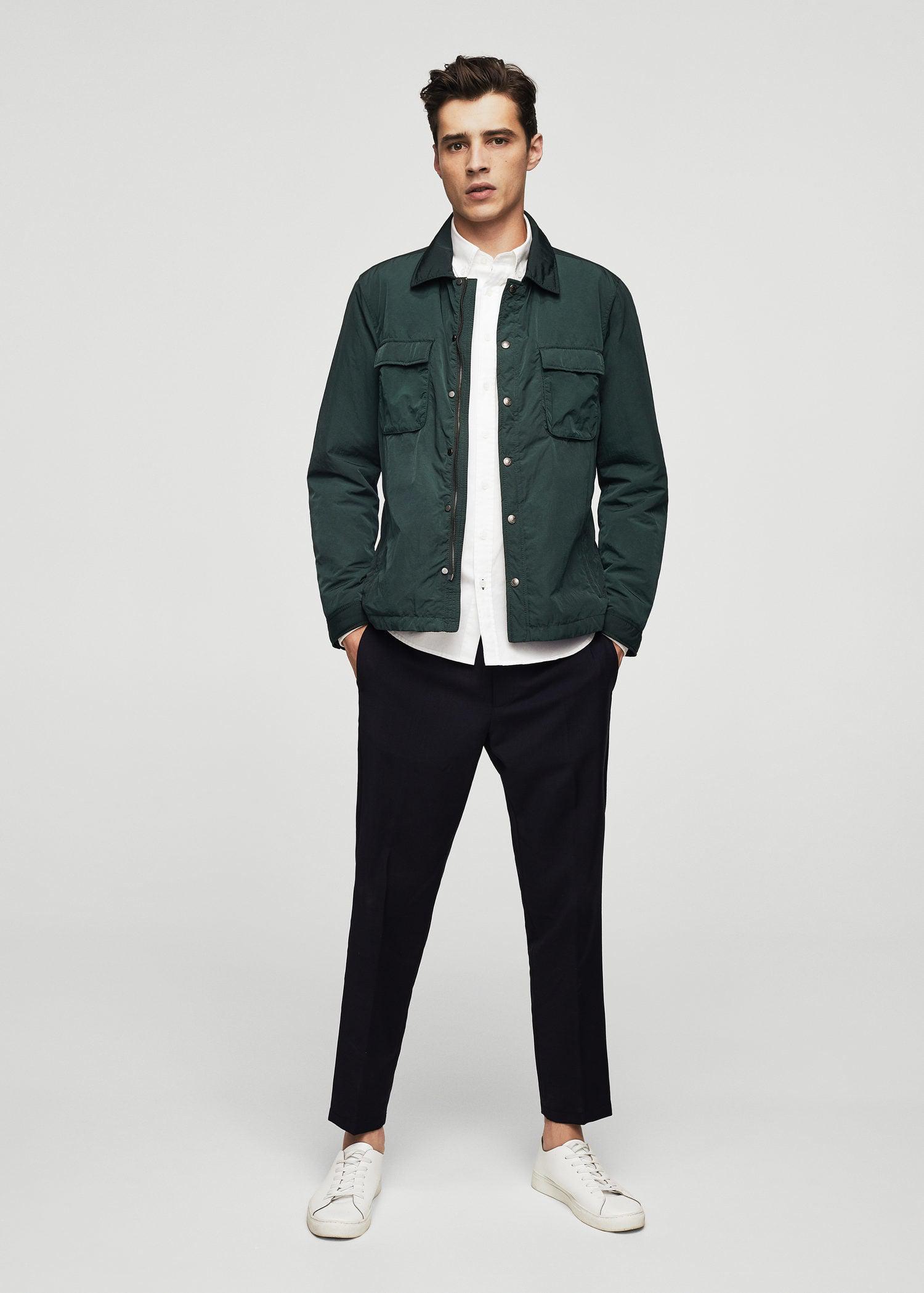 Lyst Mango Pocket Nylon Jacket in Green for Men