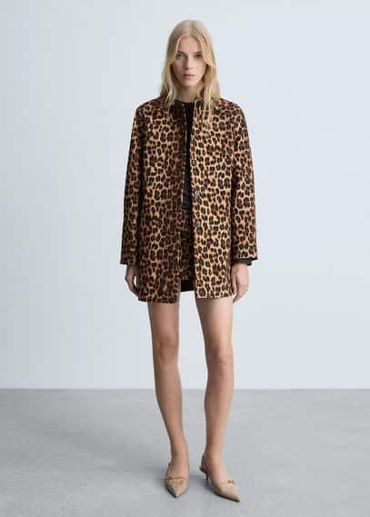 Mango Leopard Print Cotton Oversize Coat in Brown Lyst UK