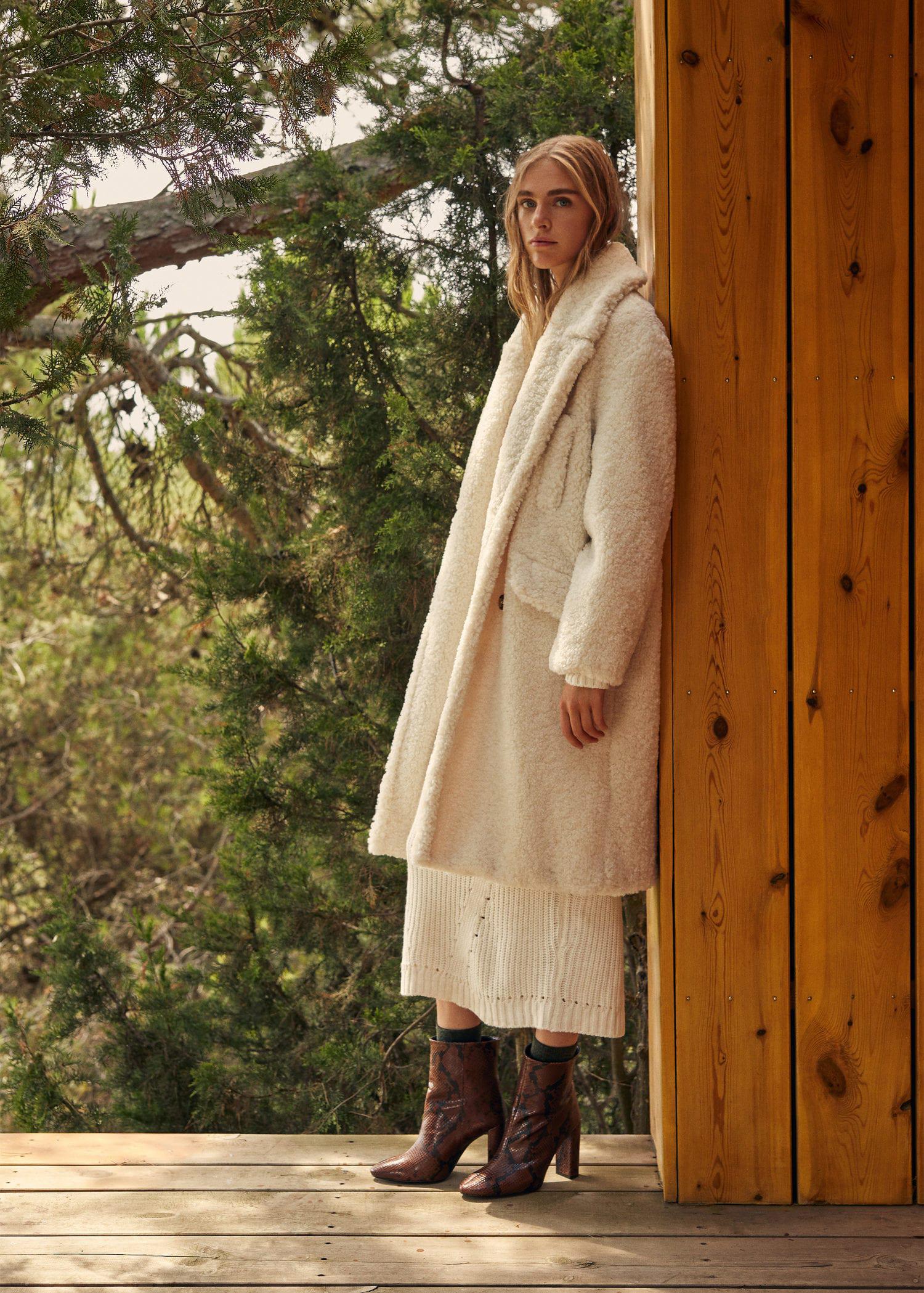 faux shearling coat mango