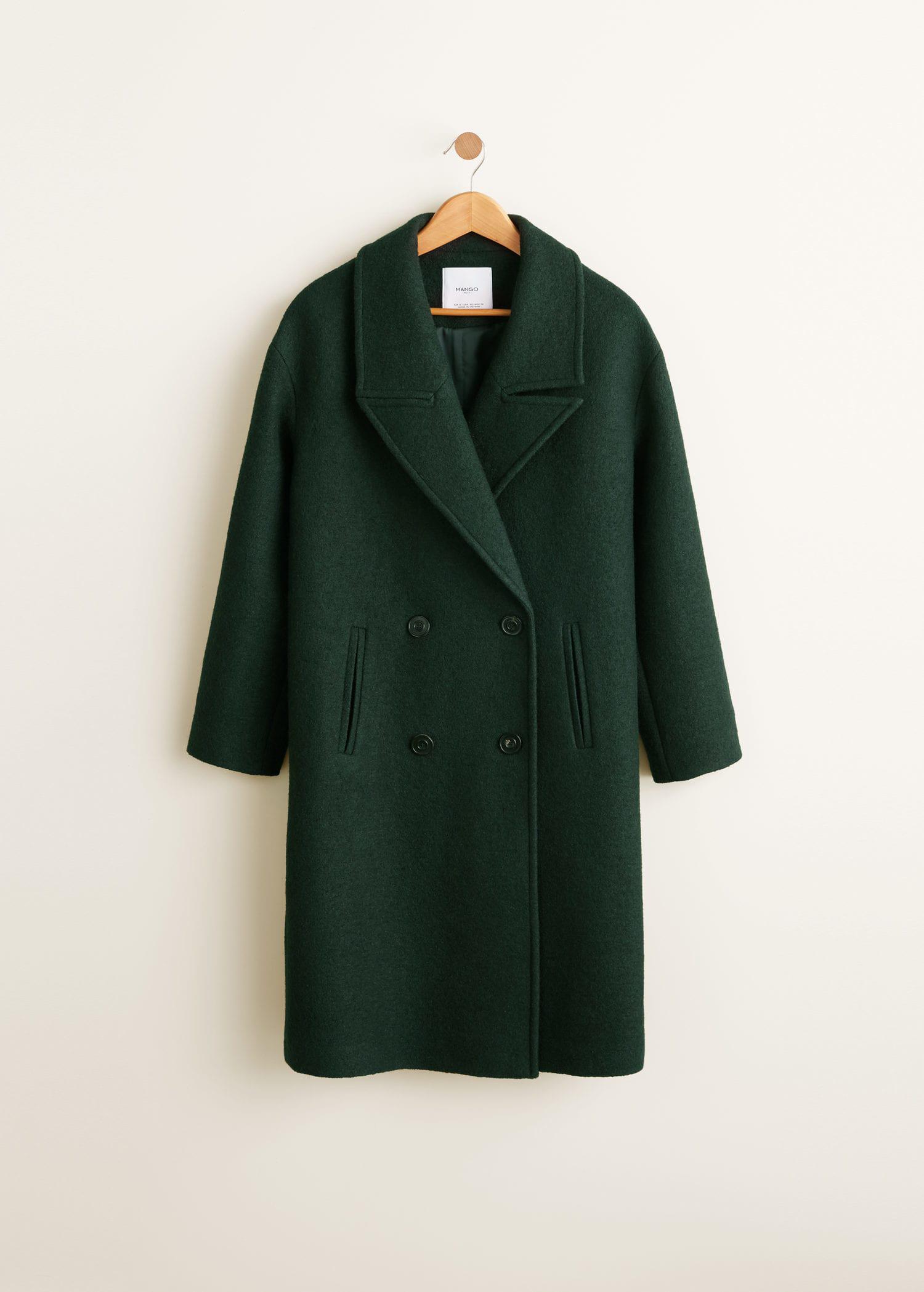 Mango Wool Doublebreasted Coat in Green Lyst