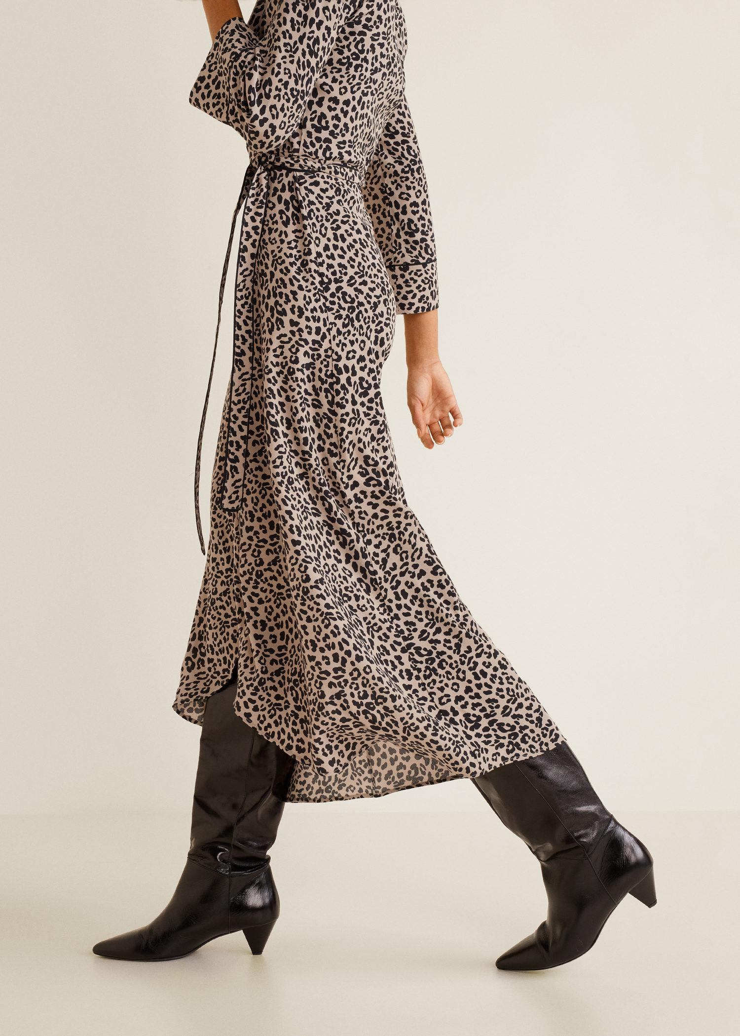 black dress with leopard print