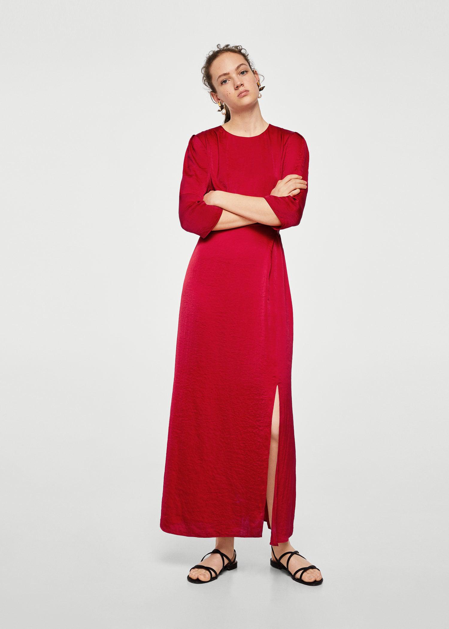 mango red satin dress