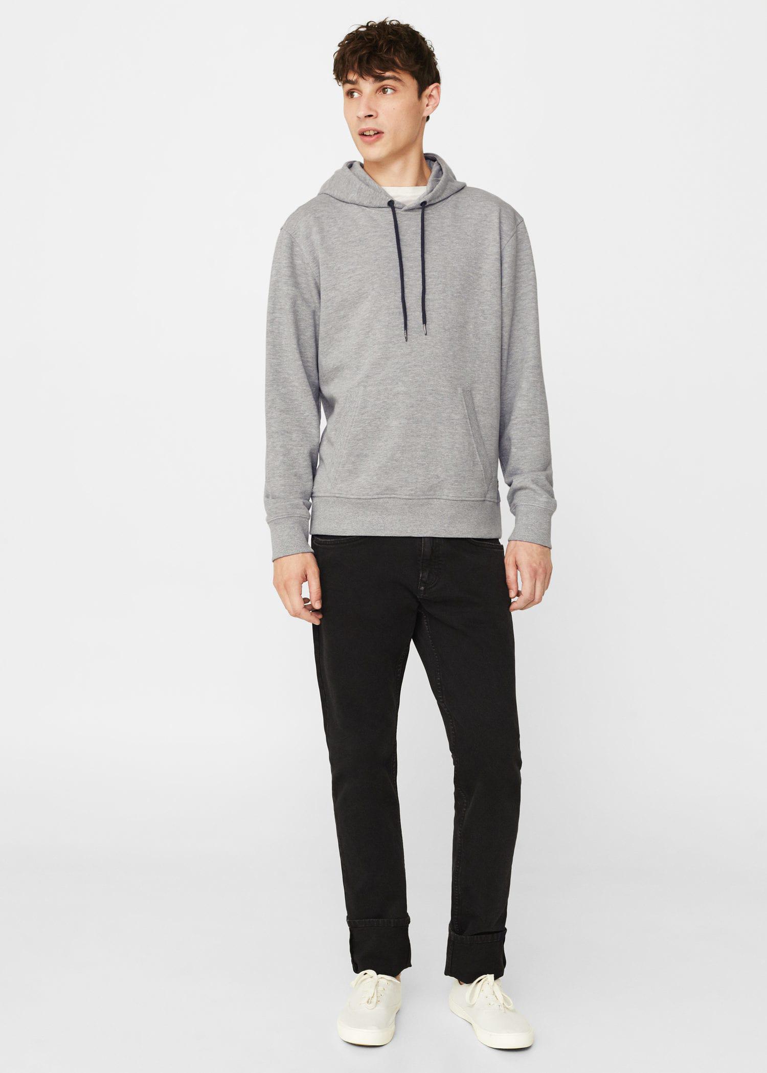 Lyst - Mango Hoodie Cotton Sweatshirt in Gray for Men