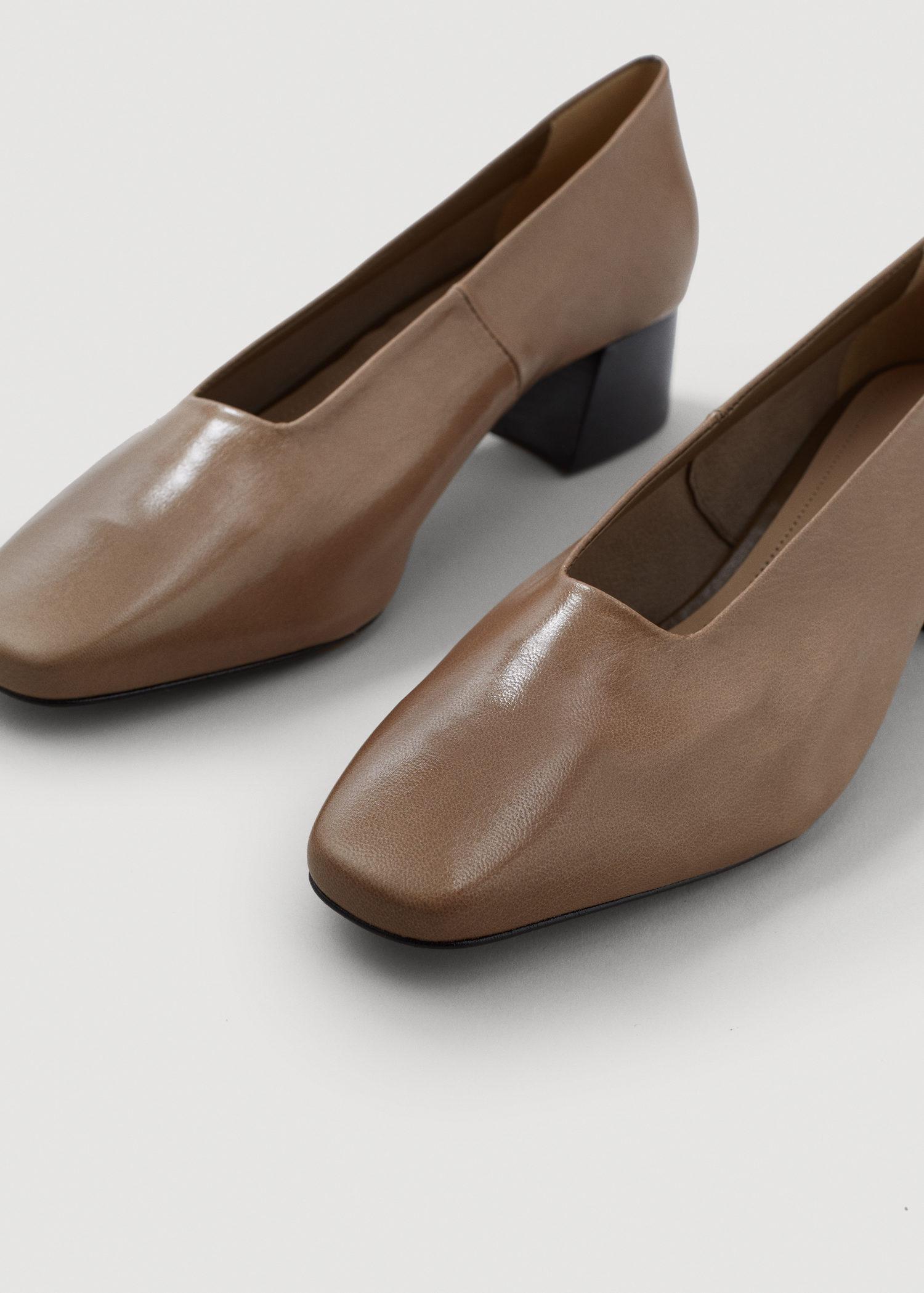 Mango Heel Leather Shoes in Brown - Lyst