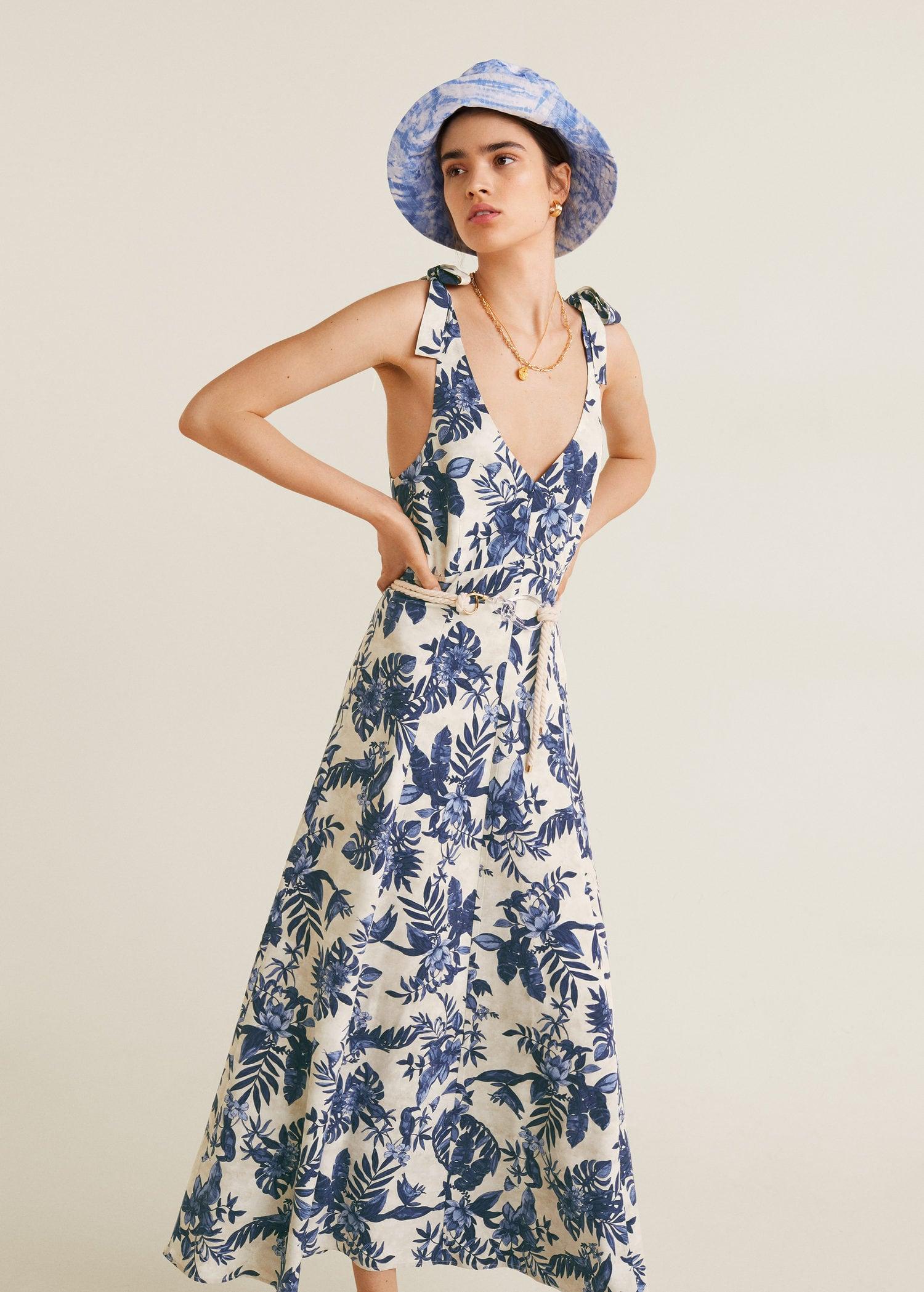 mango blue and white dress
