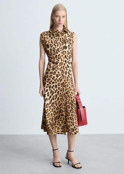 Mango pink leopard print dress sales