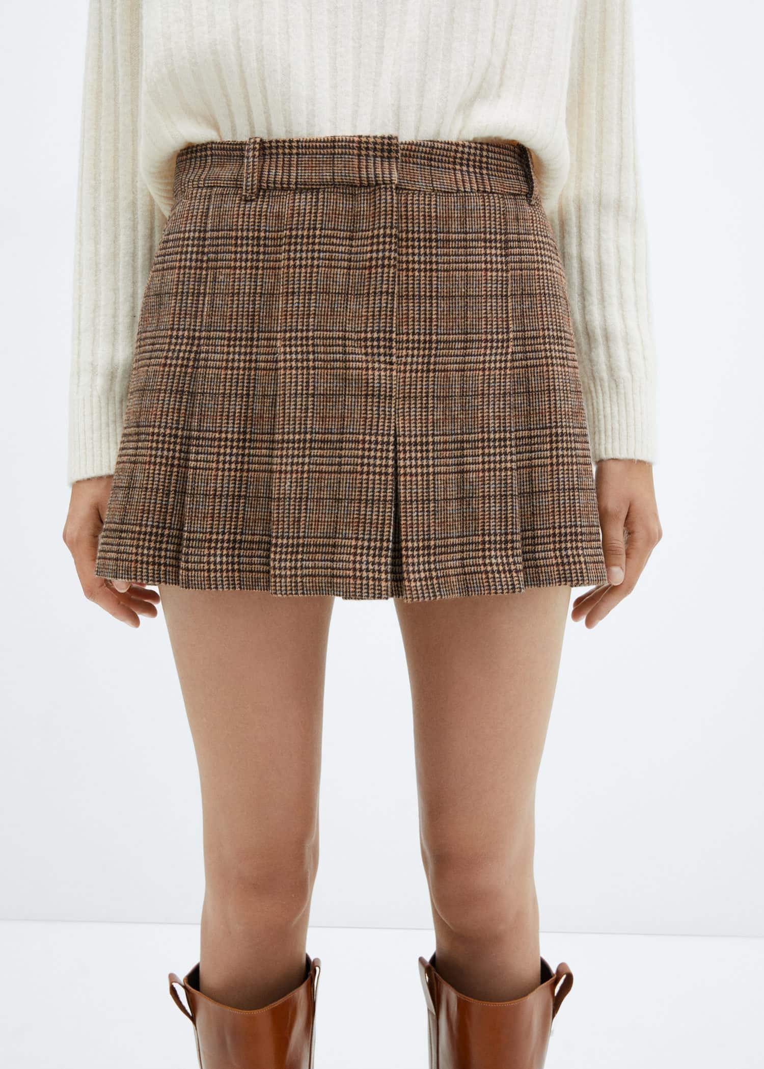 Mango Houndstooth Pleated Skirt in White Lyst UK