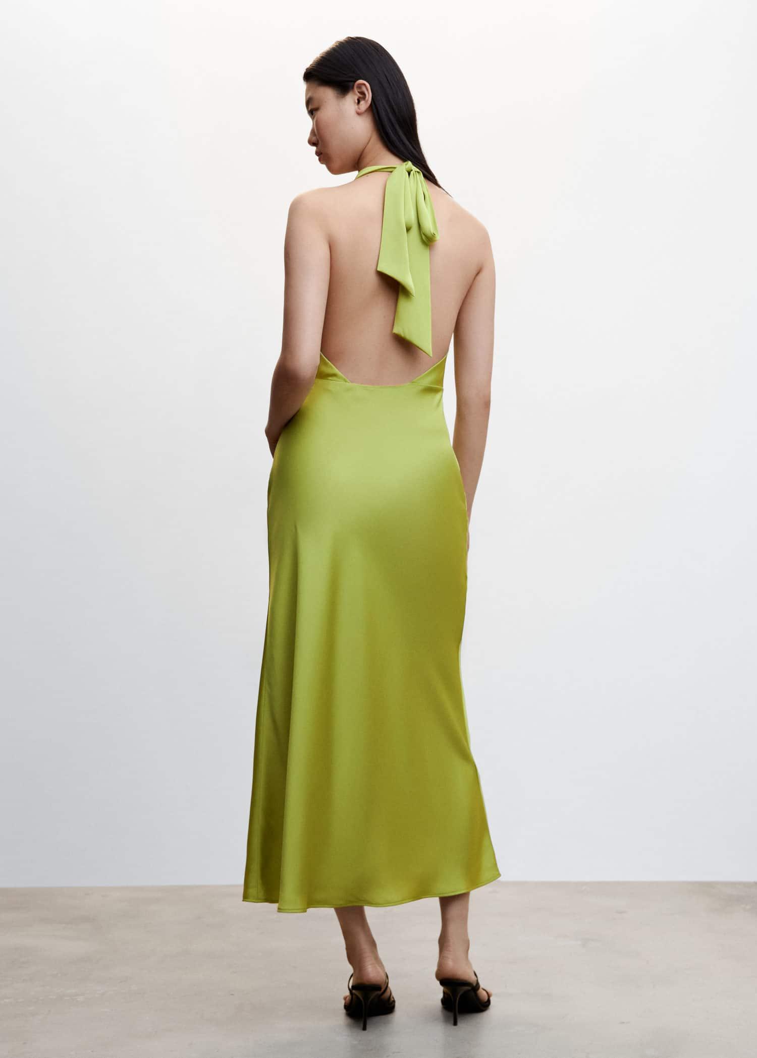 Mango Halter Neck Dress Mango Draped Neck Satin Dress In Green Lyst UK
