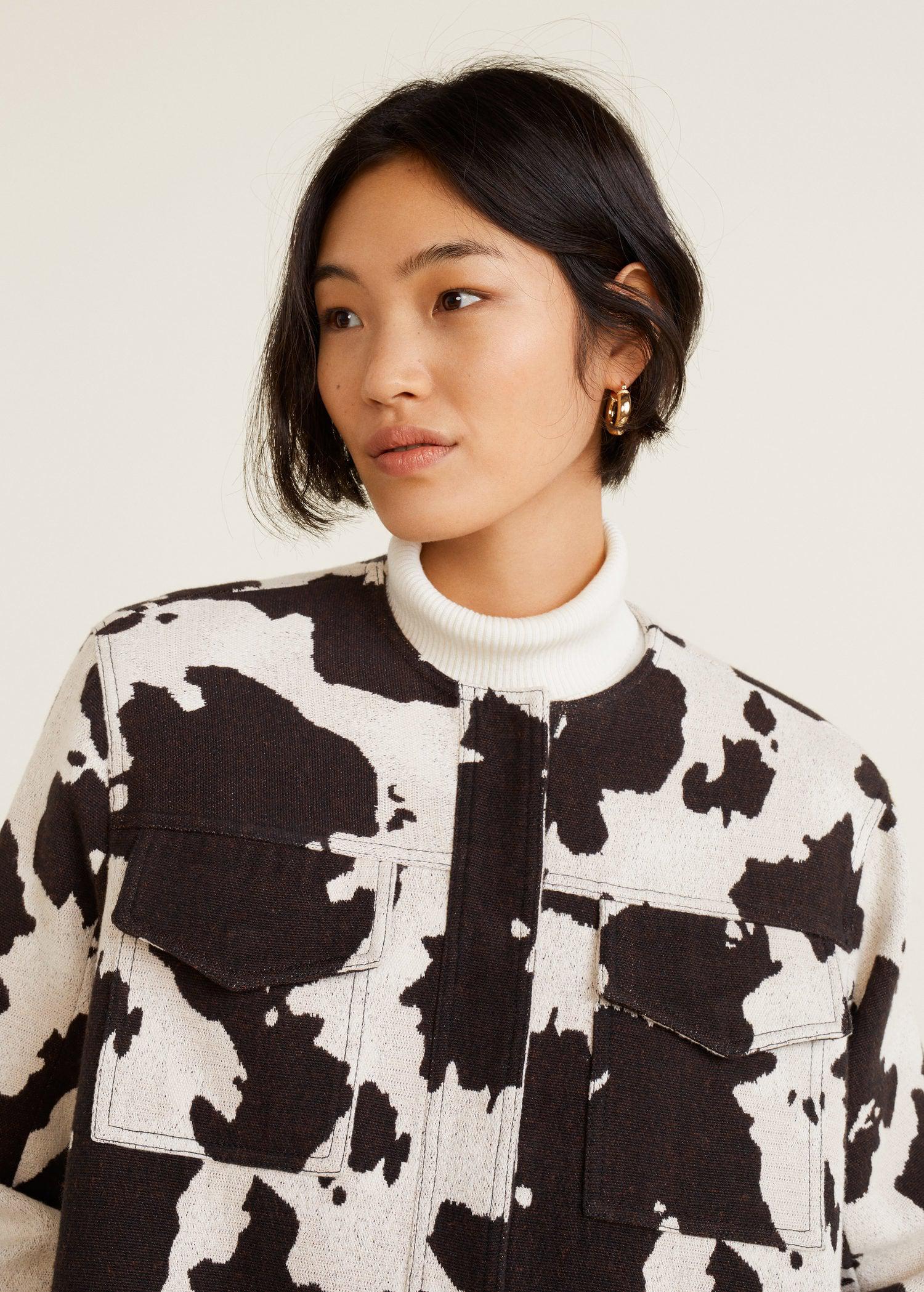 mango cow print jacket