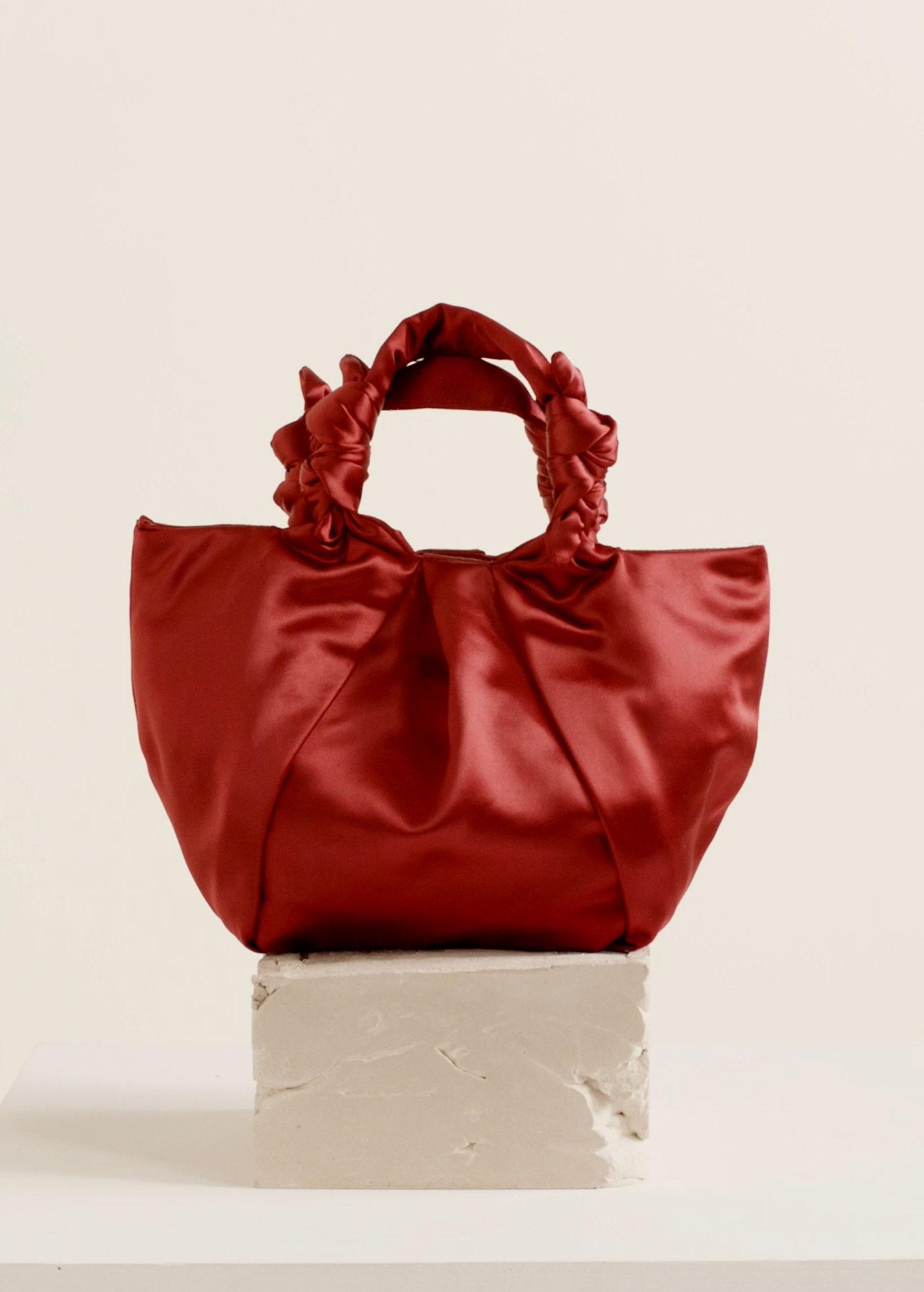 red satin purse