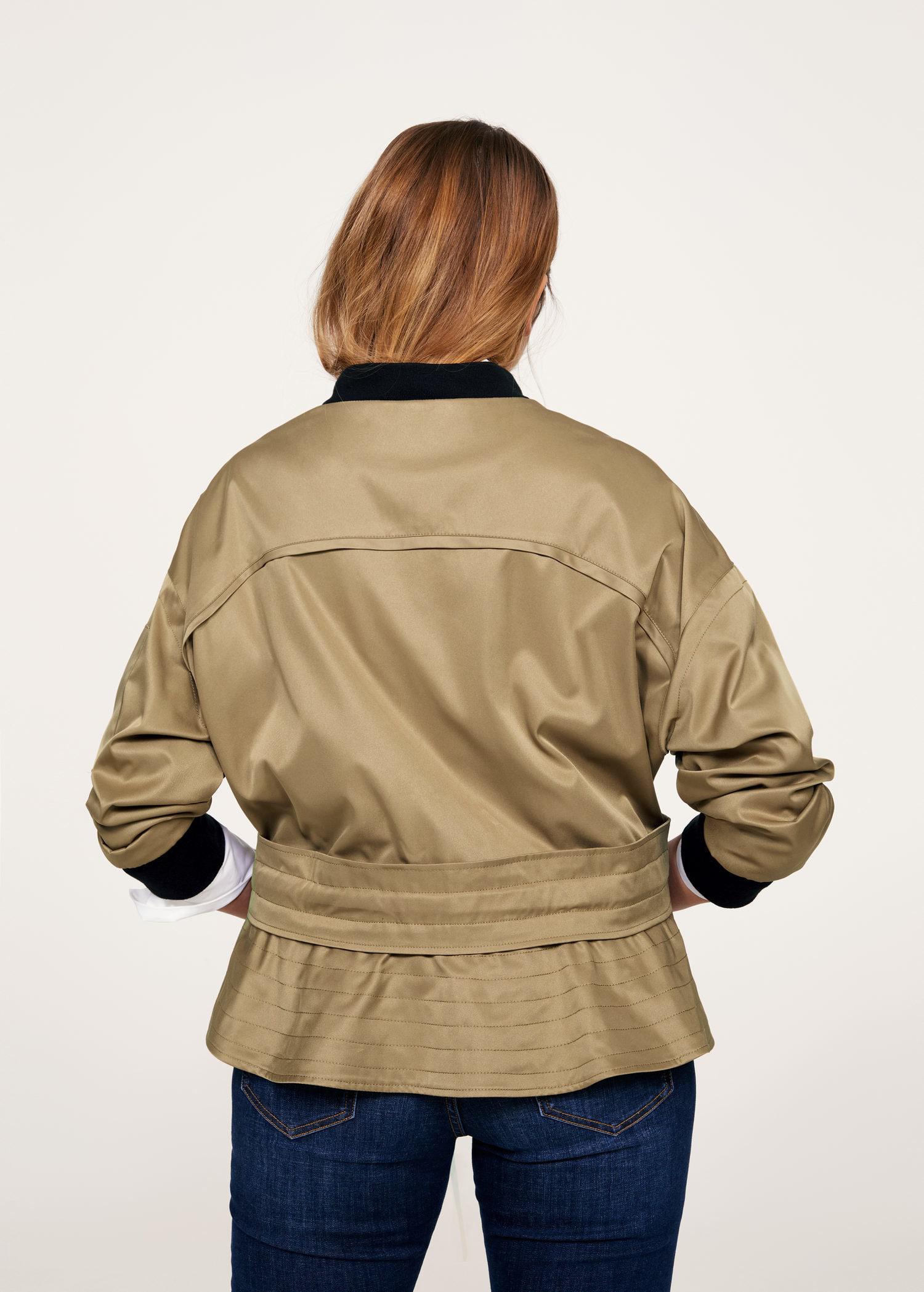 Download Violeta by Mango Satin Cargo Bomber Jacket in Green - Lyst