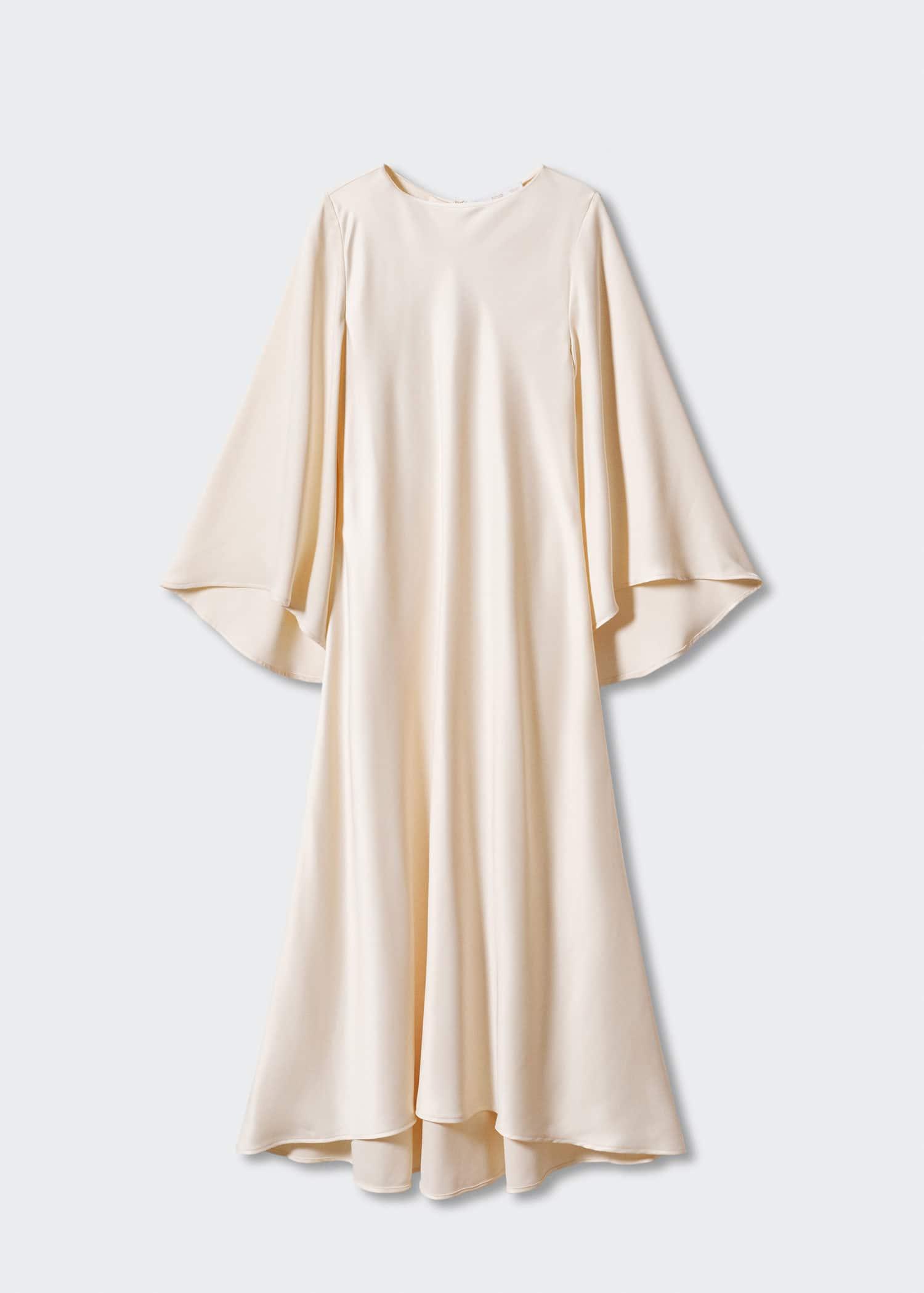 flared sleeve satin dress mango Atria Long Empire-Waist Open-Back Dress 6810H