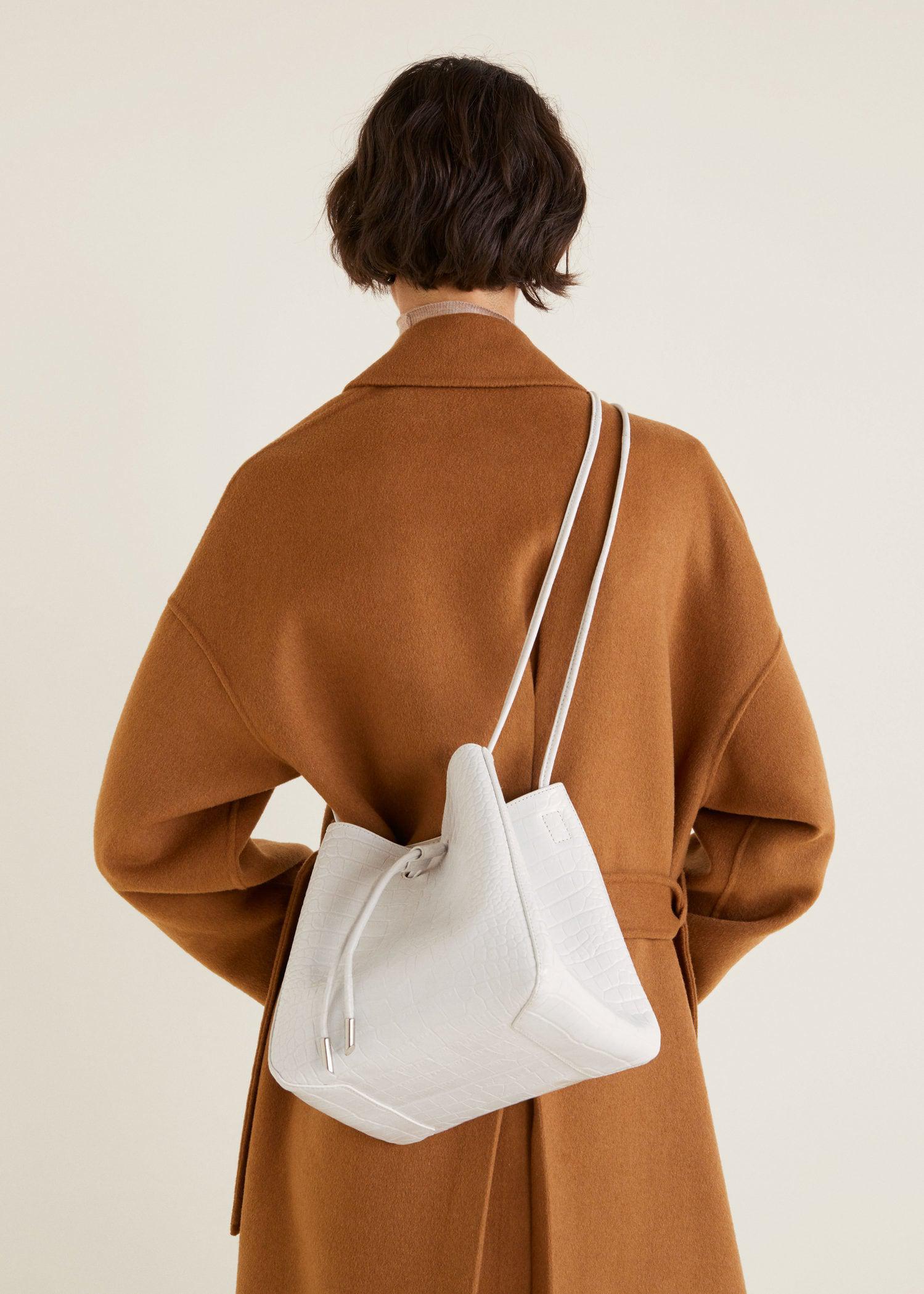 mango leather bucket bag