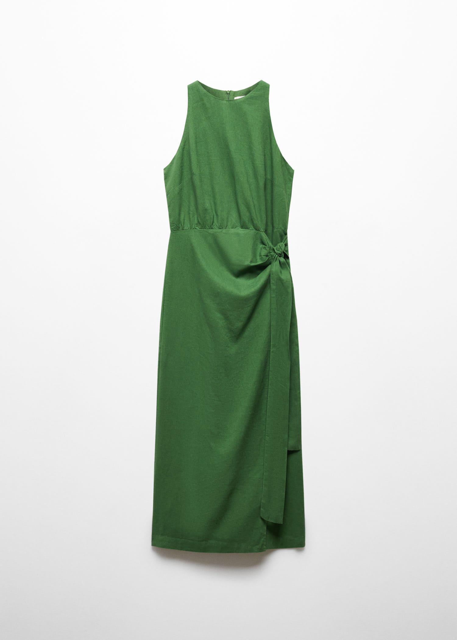 Mango bow linen dress sale