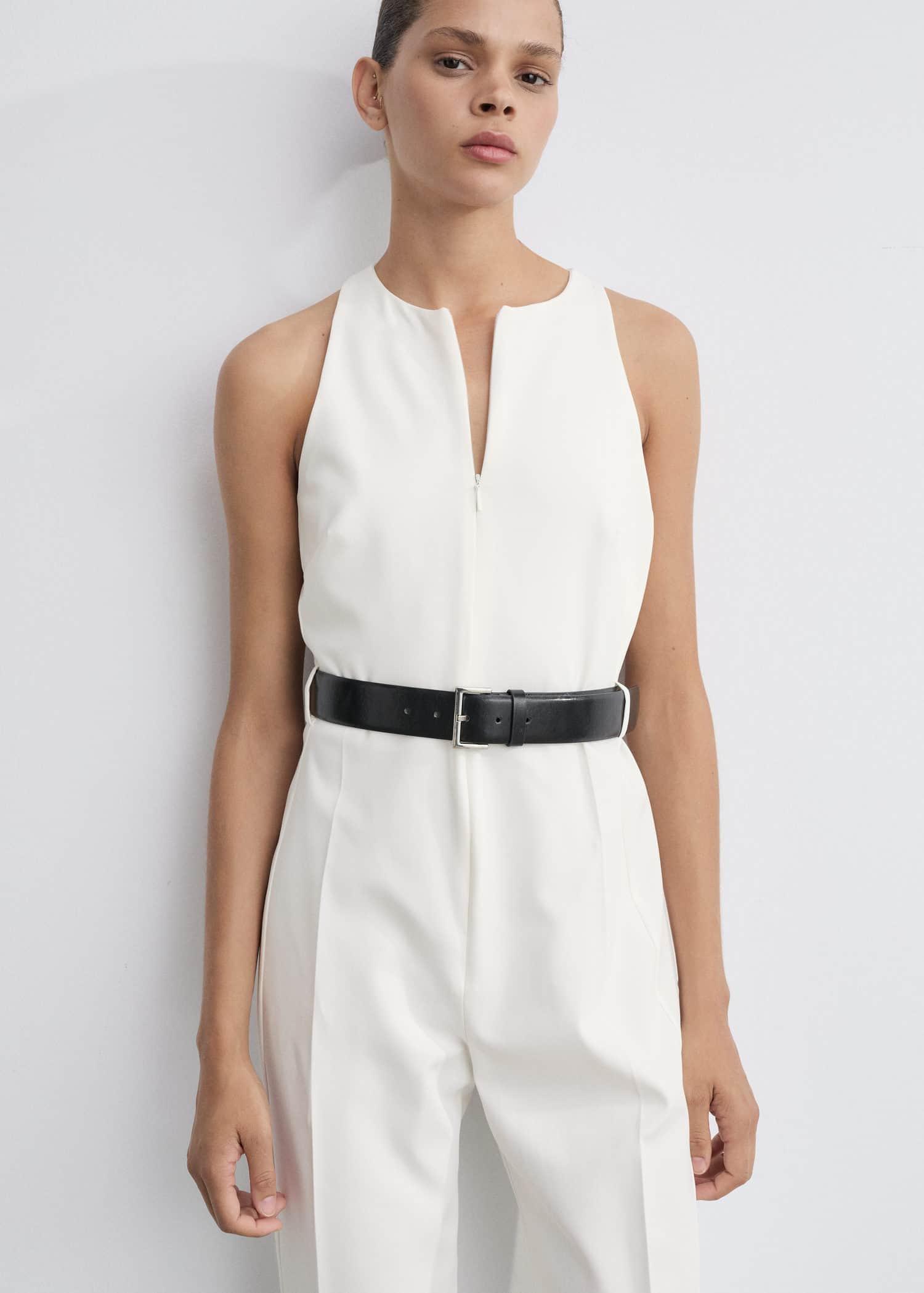 Mango Jumpsuit With Belt And Zip Off in White Lyst UK