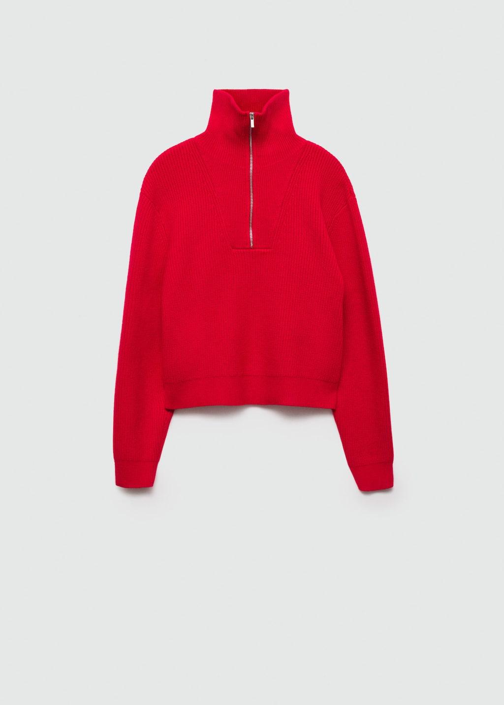 Mango Zip Neck Jumper in Red Lyst UK