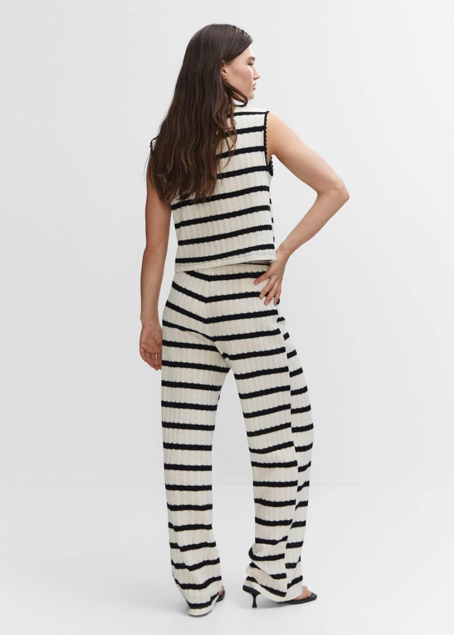 Buy MANGO Women Black  White Regular Fit Striped Casual Trousers  Trousers  for Women 2144126  Myntra