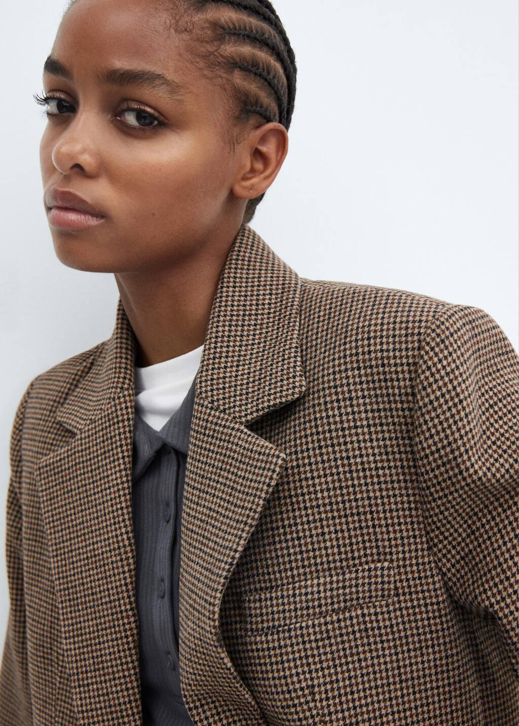 Mango Lapels Houndstooth Suit Blazer in Brown Lyst UK