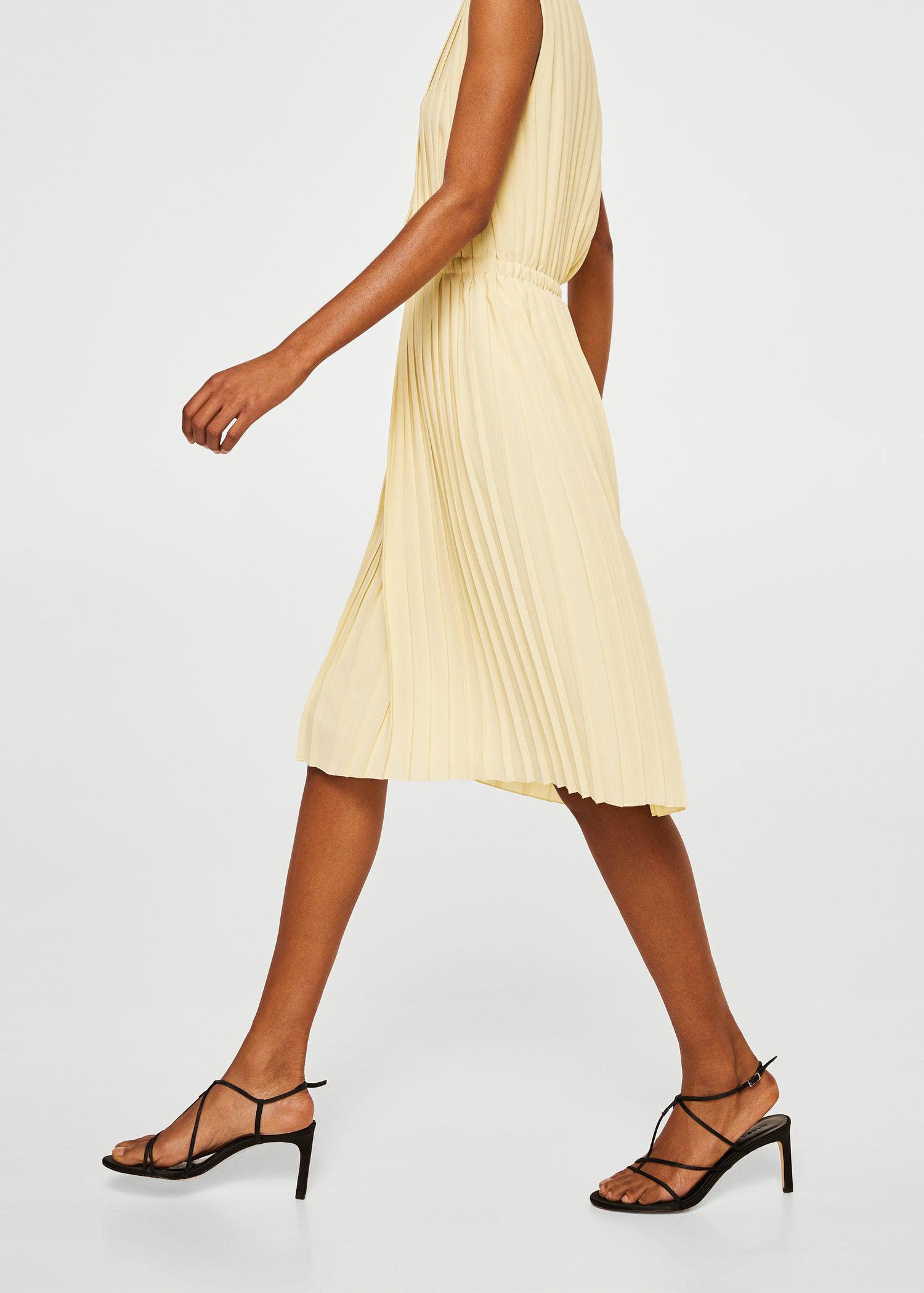 mango yellow pleated dress