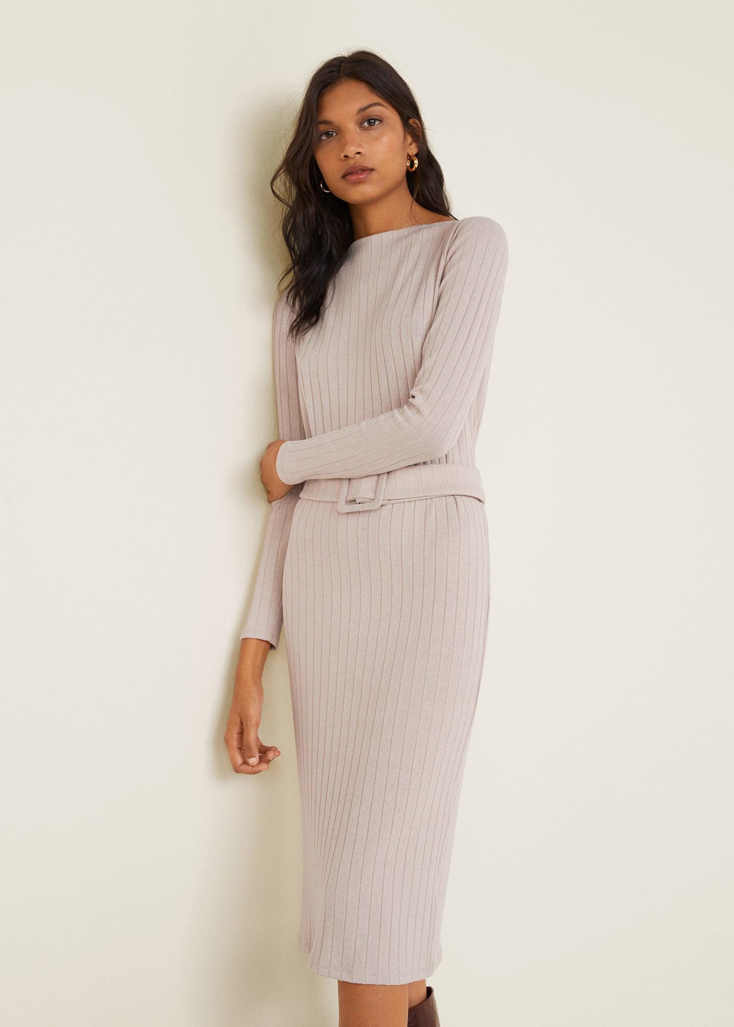 Бежевое Трикотажное Платье фото 12