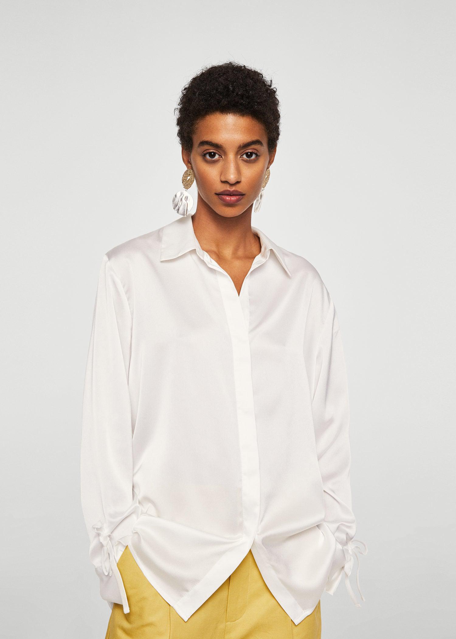 off white satin blouse
