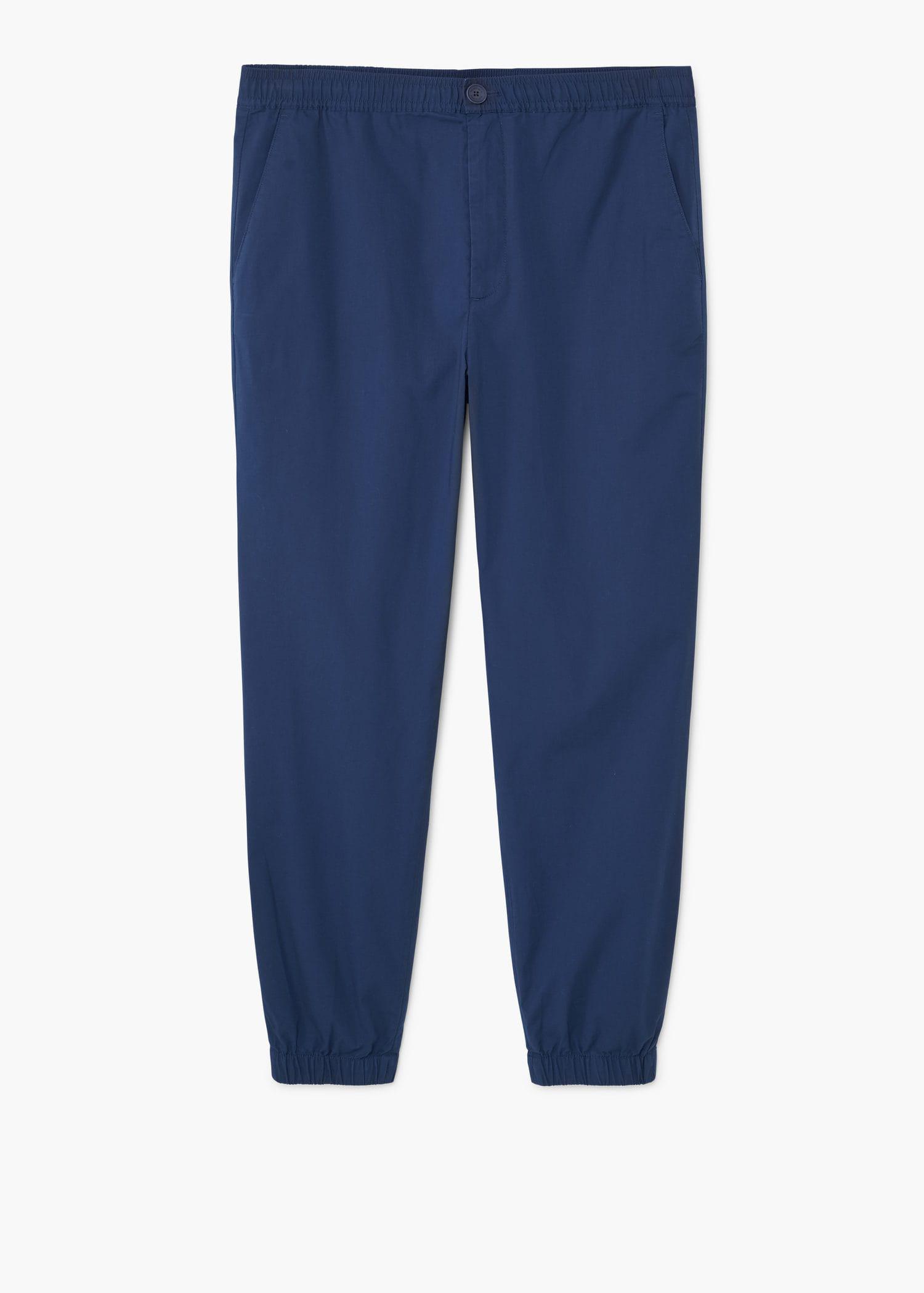Lyst - Mango Stretch Cotton Trousers in Blue for Men
