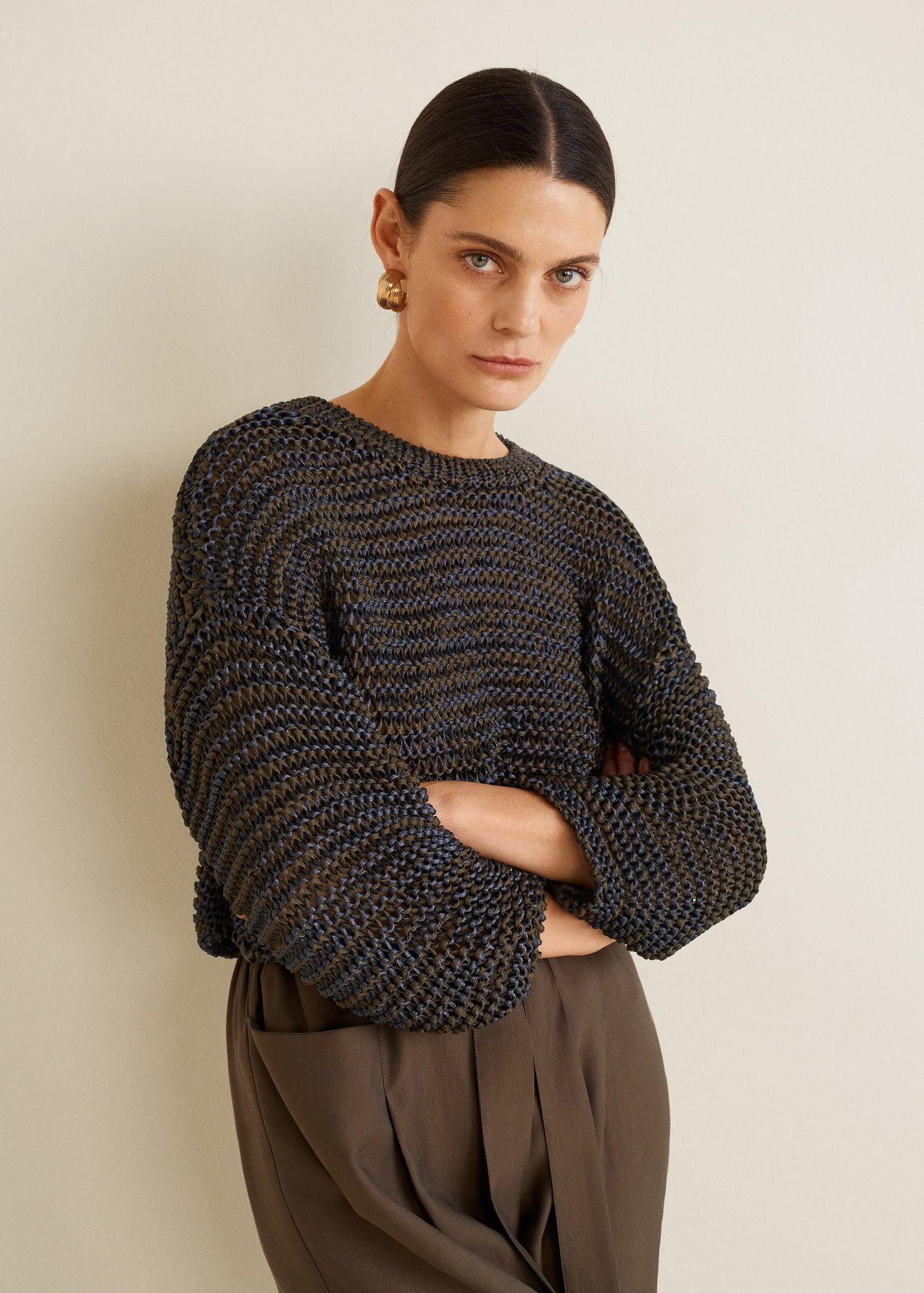 Mango Bicolor Openknit Sweater Lyst
