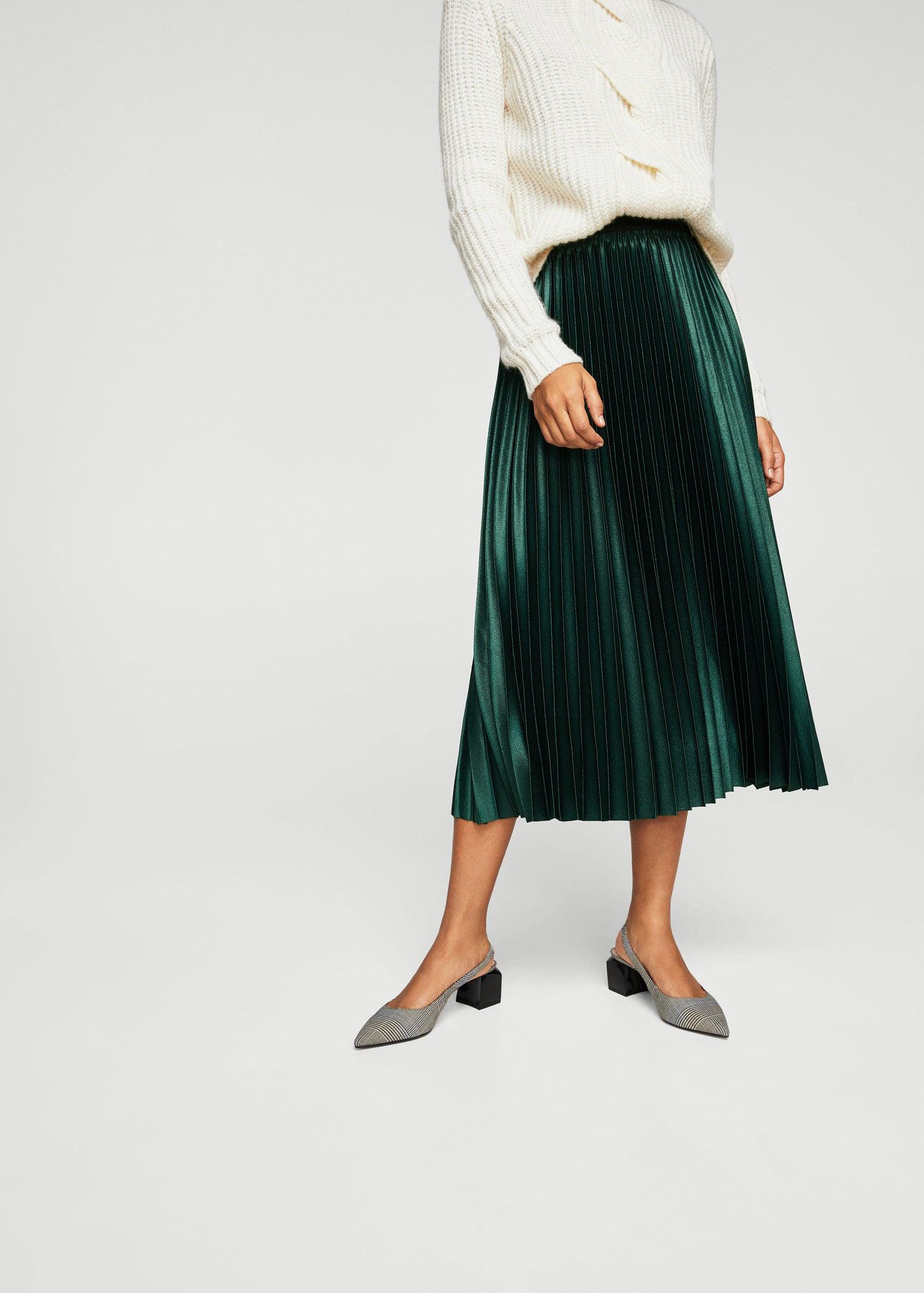 Mango metallic pleated microloc skirt